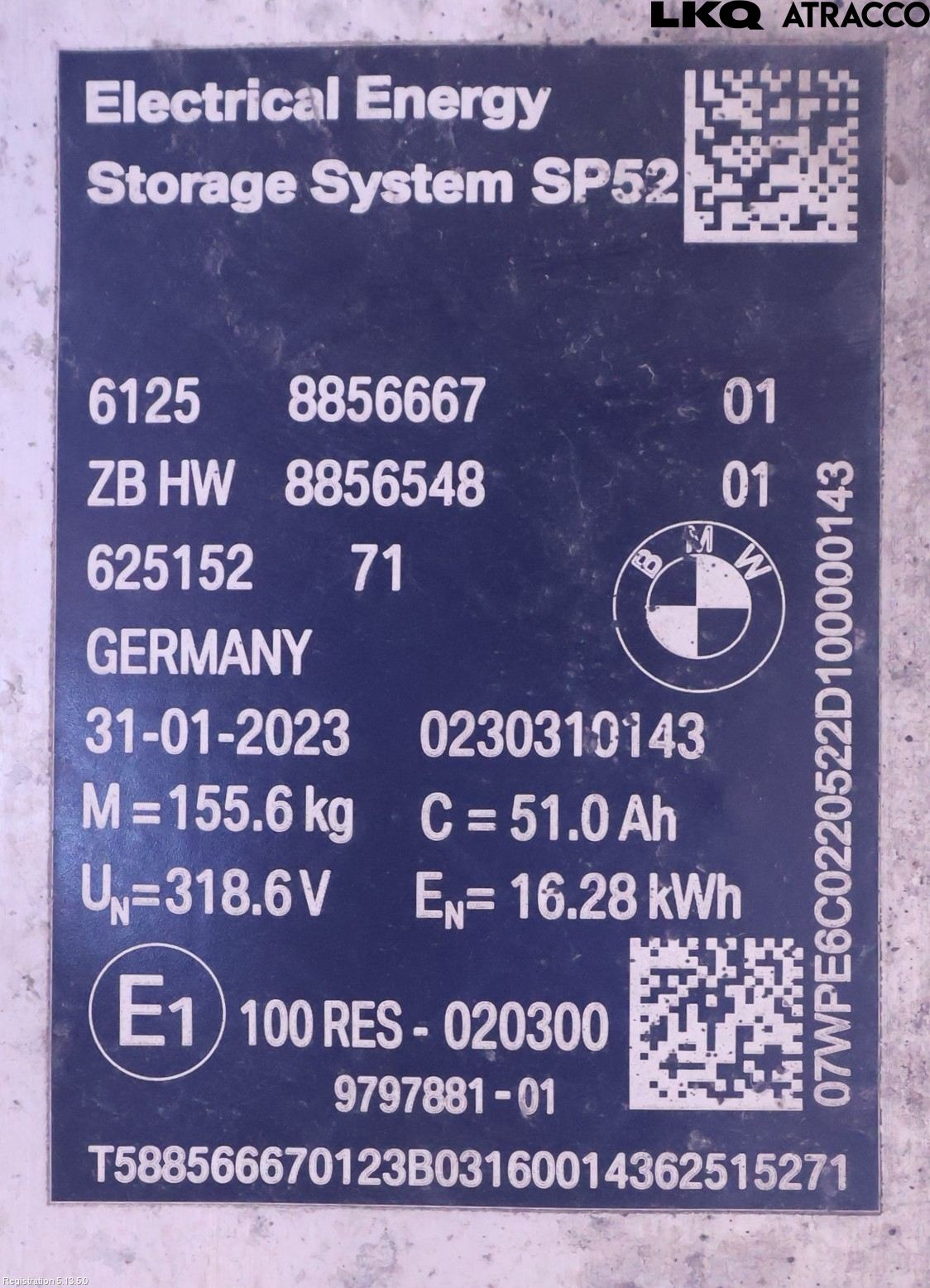 BMW 2 U06 Active Tourer 22- Batteri Högspänning