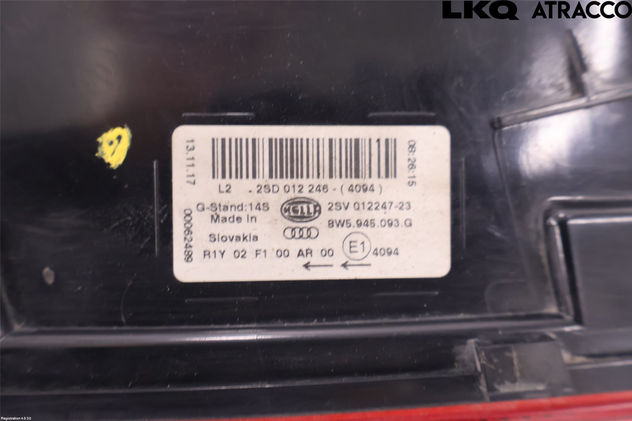 Audi A4/S4 B9 16-19 Bakljus Lucka Vä