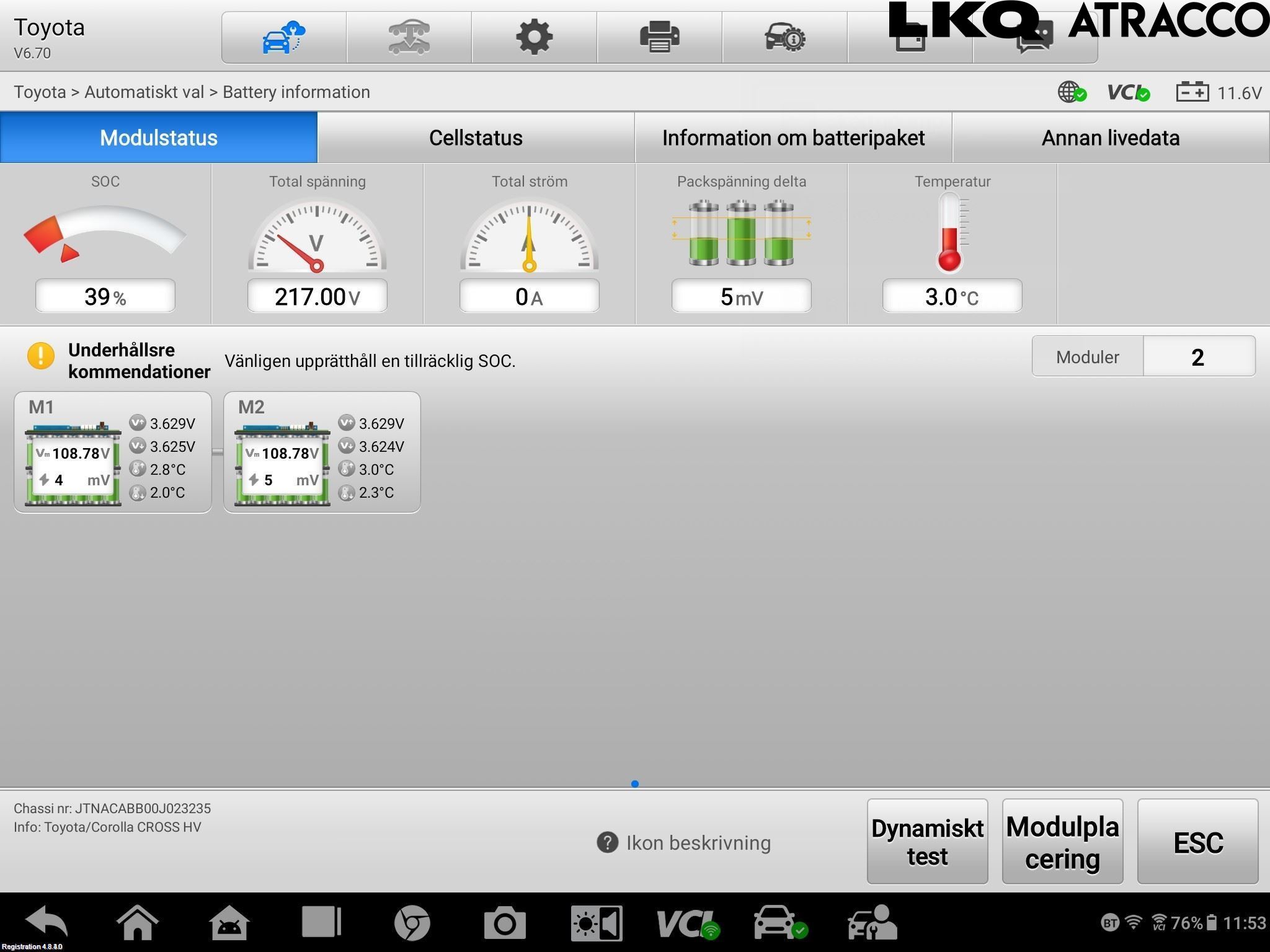 Toyota COROLLA CROSS XG10 22- Batteri Högspänning