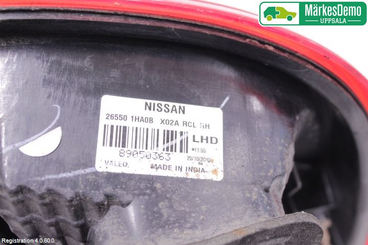 Nissan MICRA 11-16 Bakljus Höger