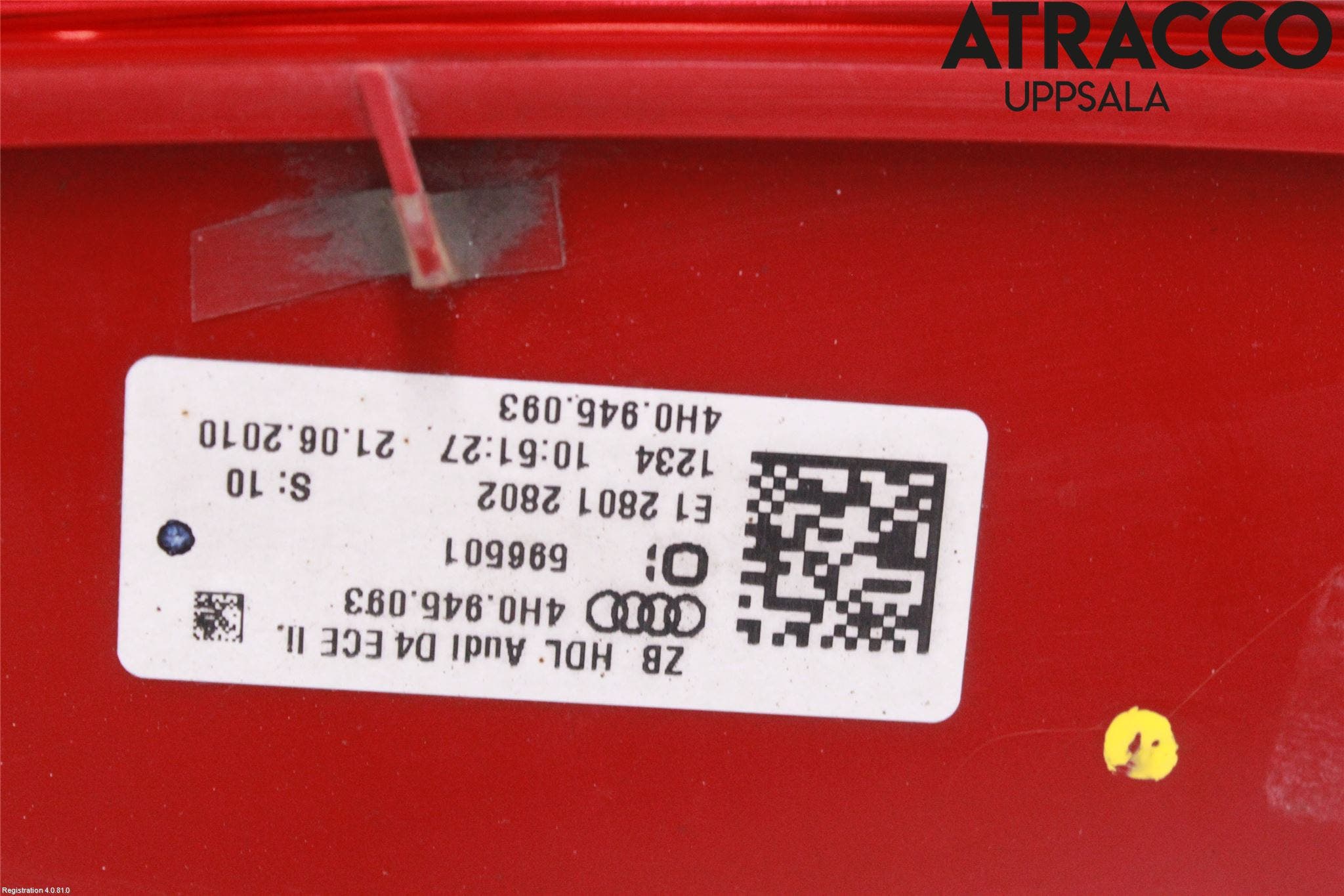 Audi A8/S8 4H 10-17 Bakljus Lucka Vä