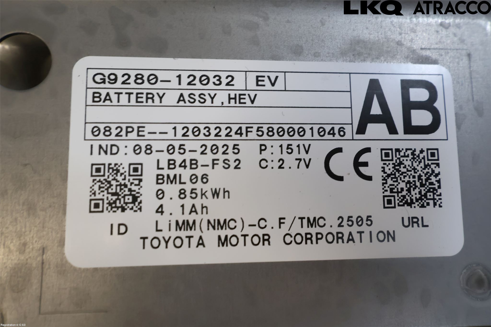 Toyota COROLLA 19- Batteri Högspänning