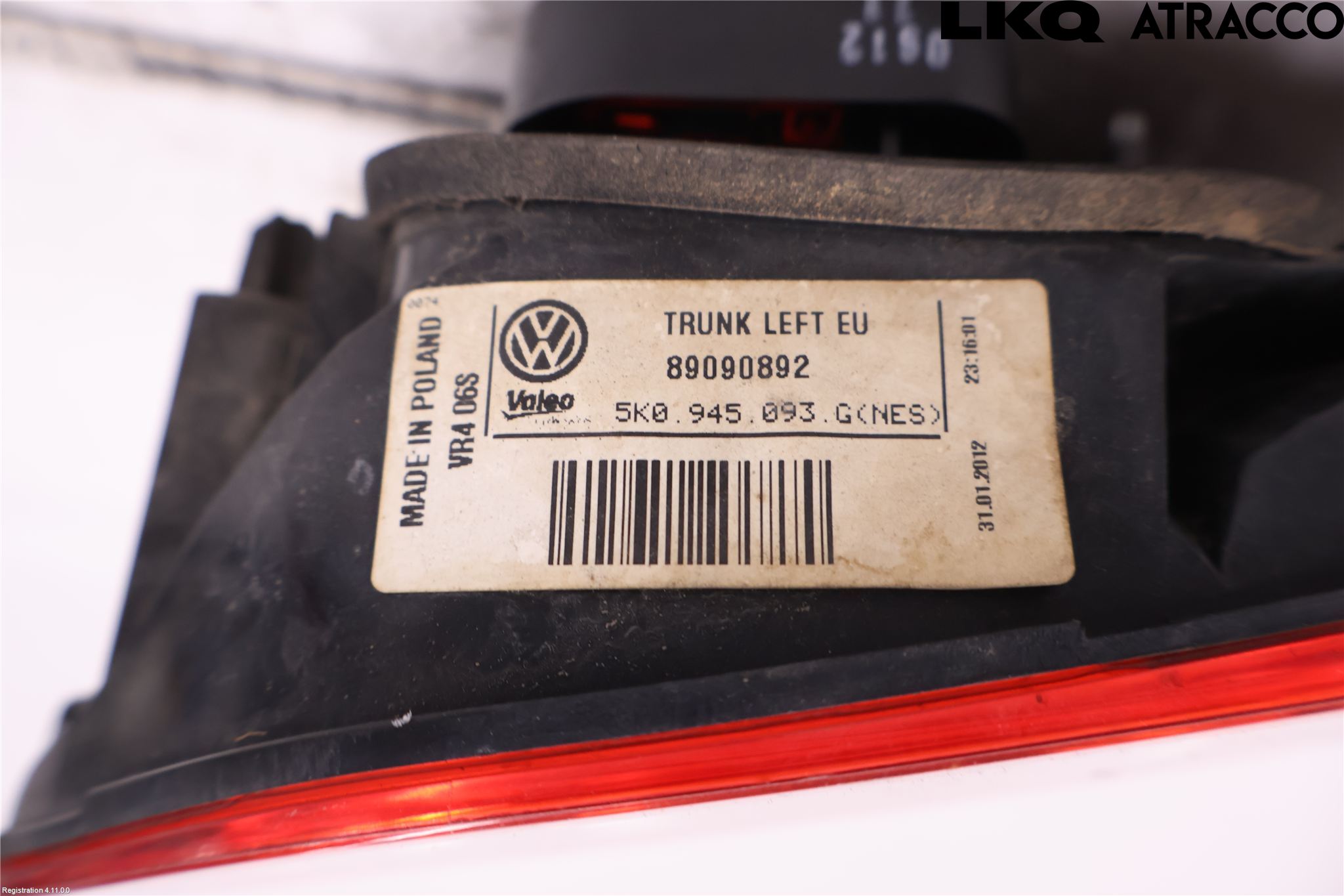 Volkswagen VW GOLF VI 09-13 Bakljus Lucka Vä