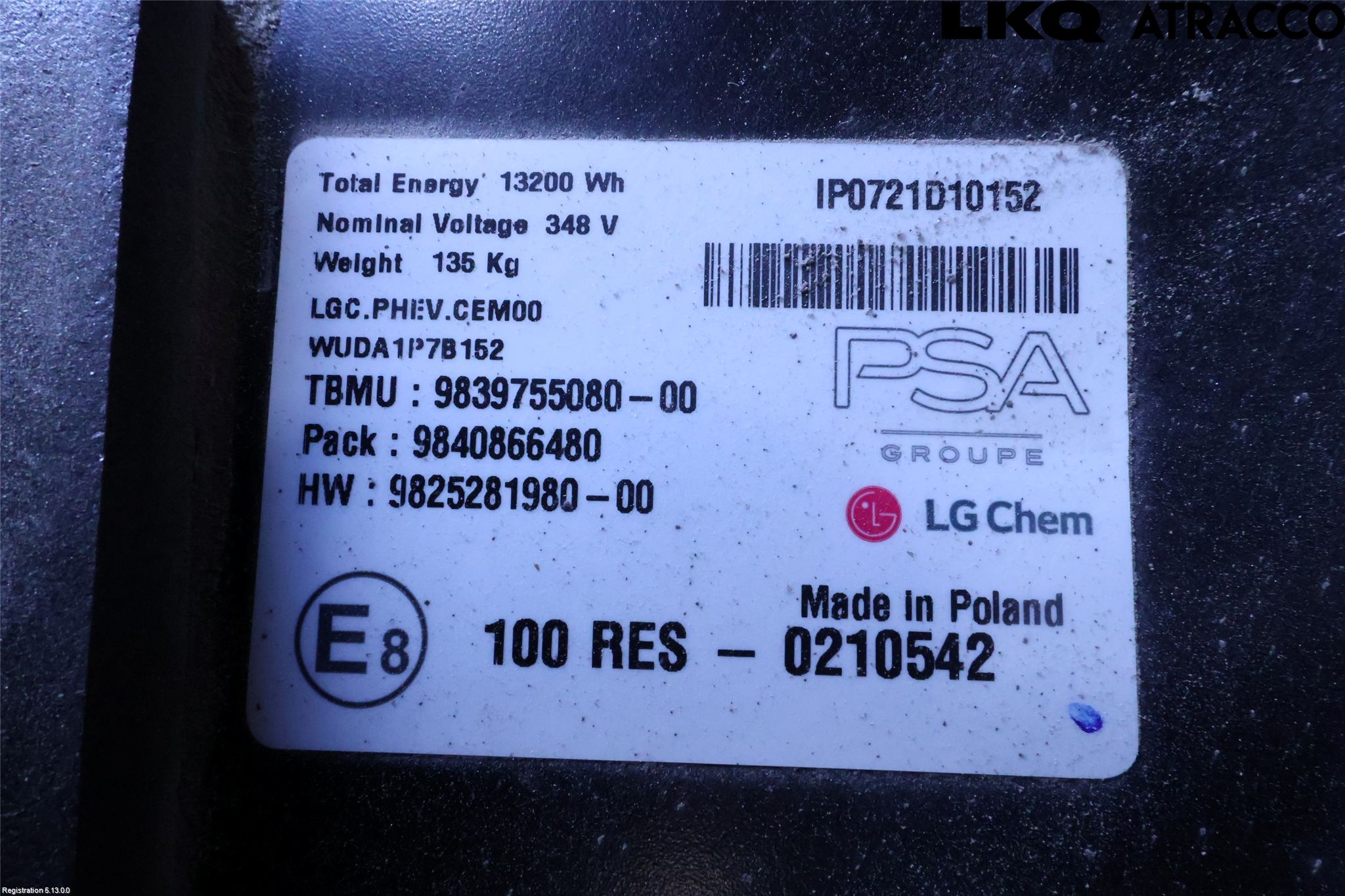 Peugeot 3008 17-24 Batteri Högspänning