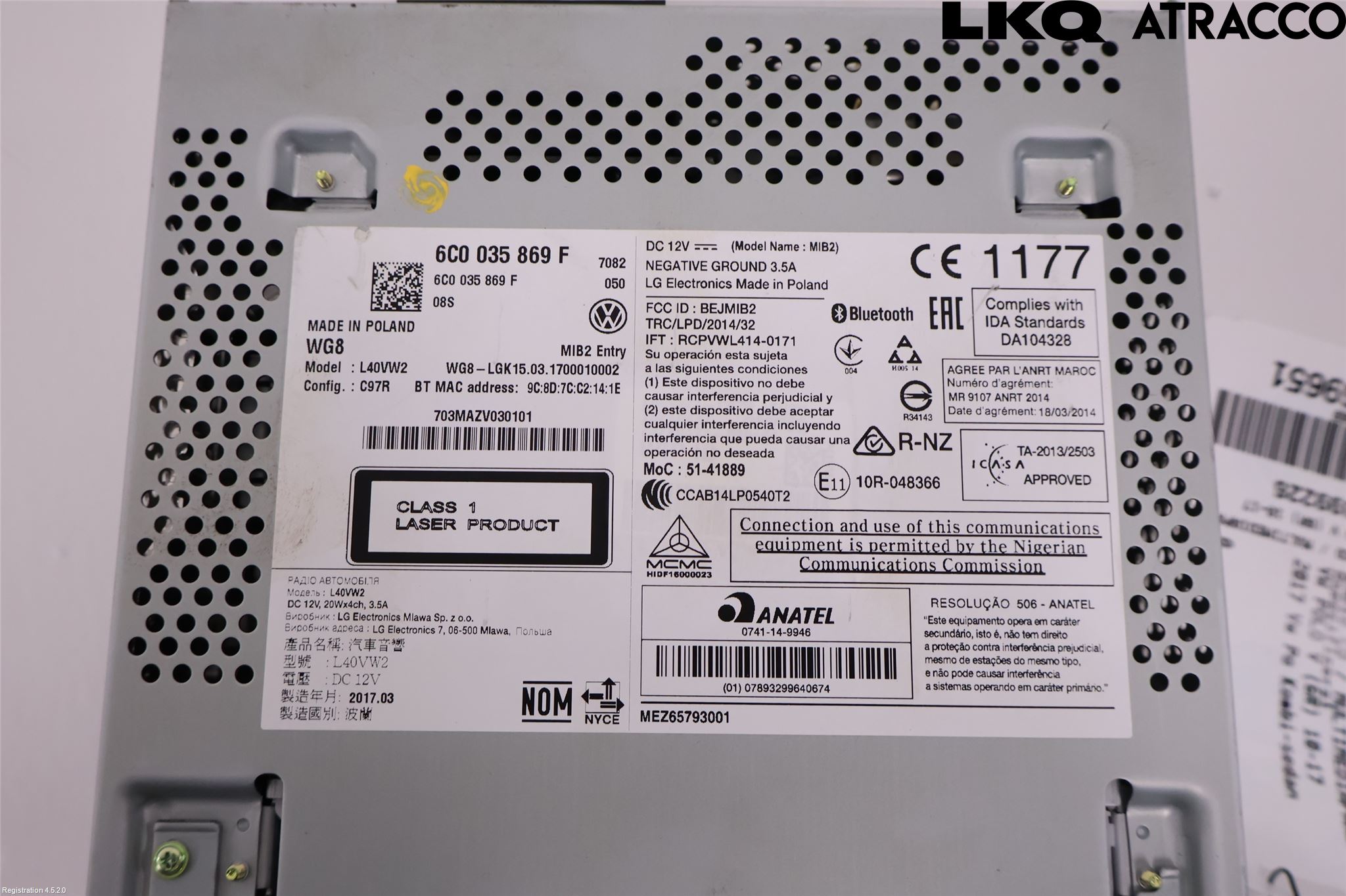 Volkswagen VW POLO 10-17 Cd Radio - Multimediapanel