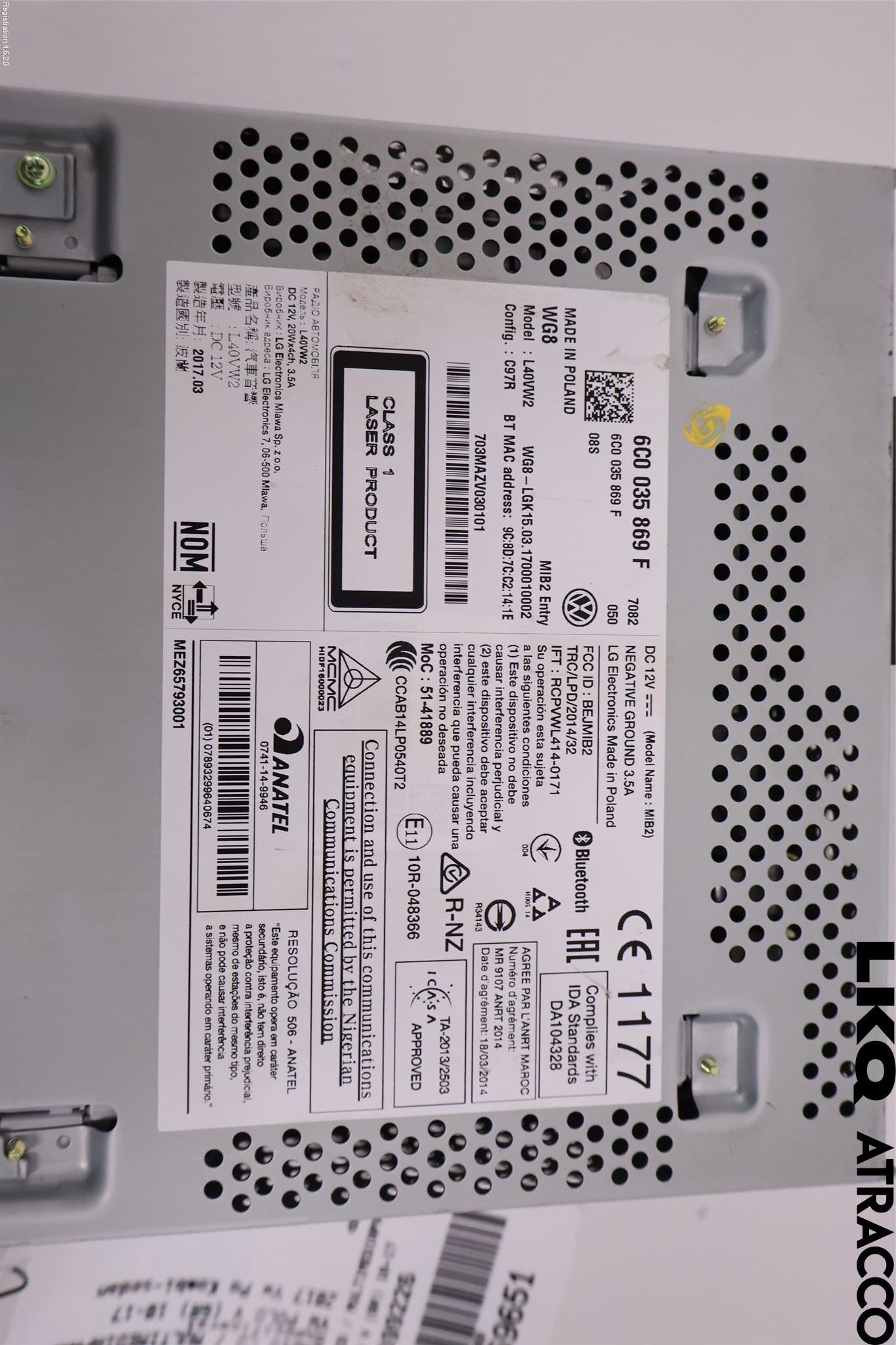 Volkswagen VW POLO 10-17 Cd Radio - Multimediapanel