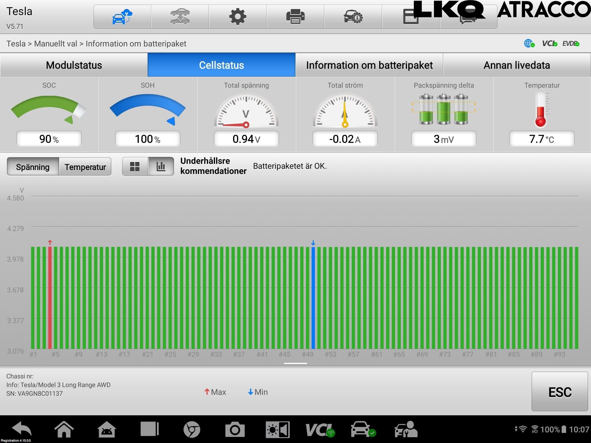 Tesla MODEL 3 17- Batteri Högspänning