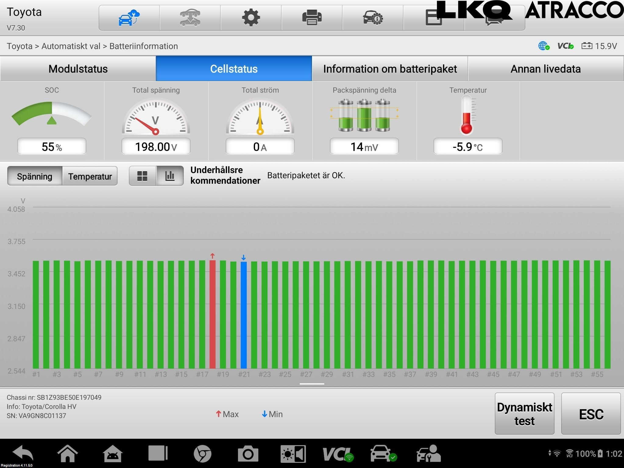 Toyota COROLLA 19- Batteri Högspänning