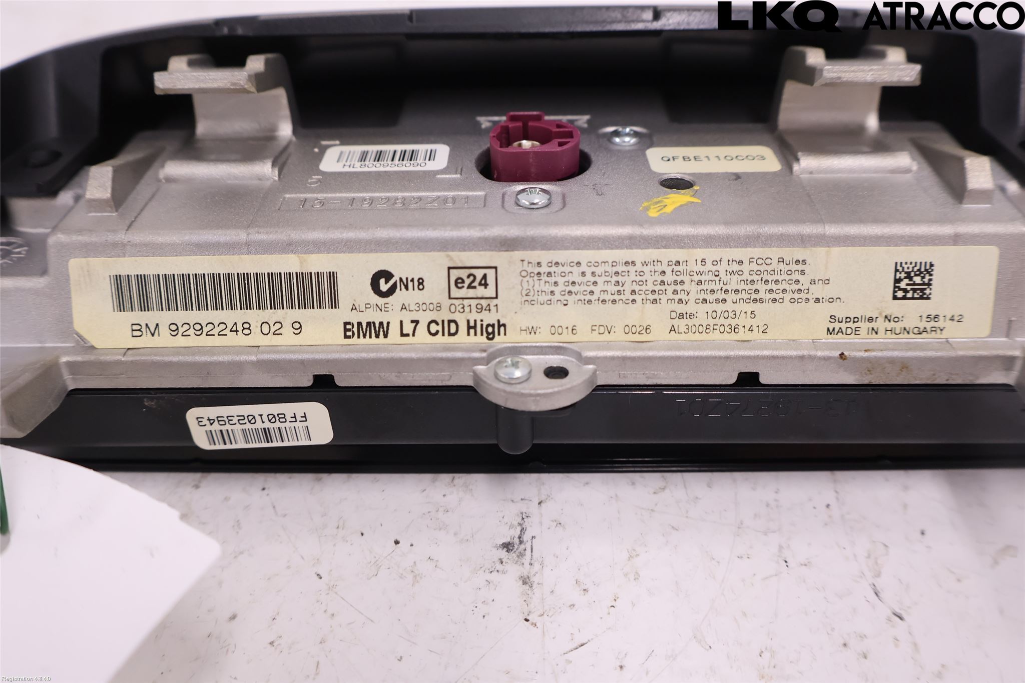 BMW 3 F30/F31/F80 12-19 Bildskärm