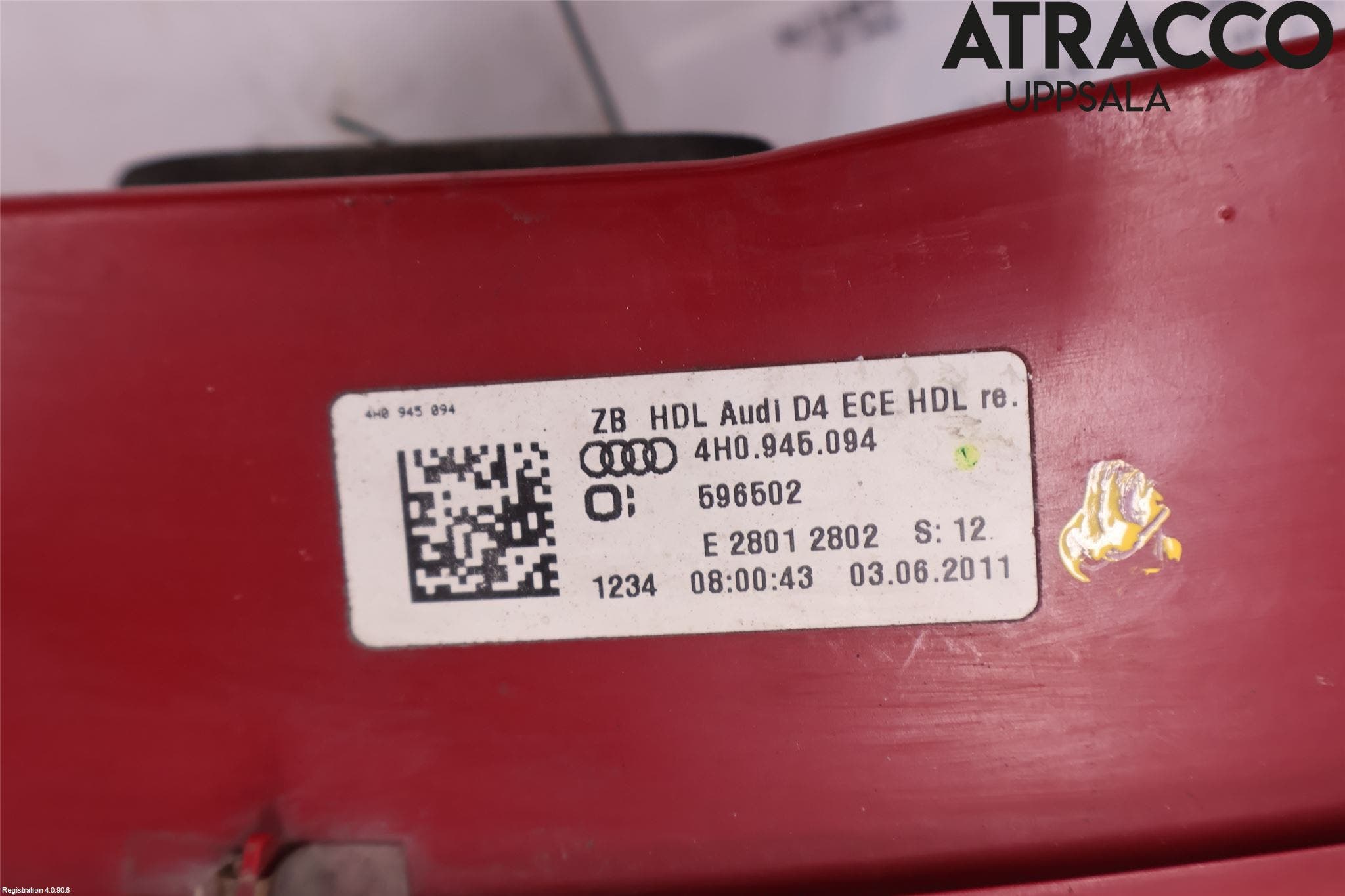 Audi A8/S8 4H 10-17 Bakljus Lucka Hö