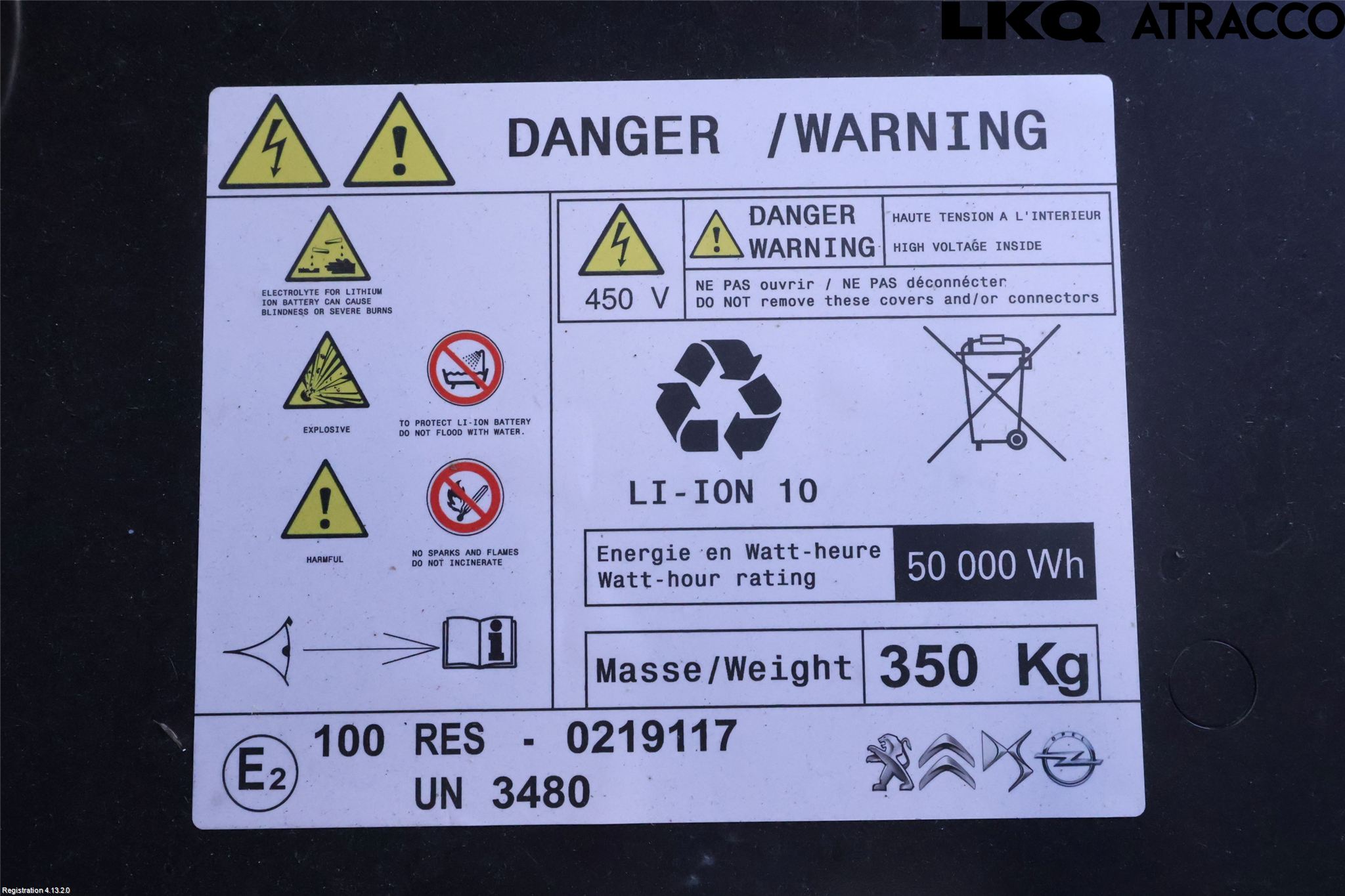 Opel CORSA F, CORSA-E 20- Batteri Högspänning