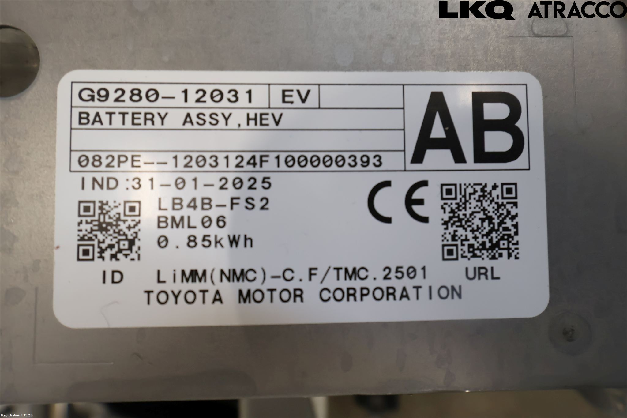 Toyota COROLLA 19- Batteri Högspänning