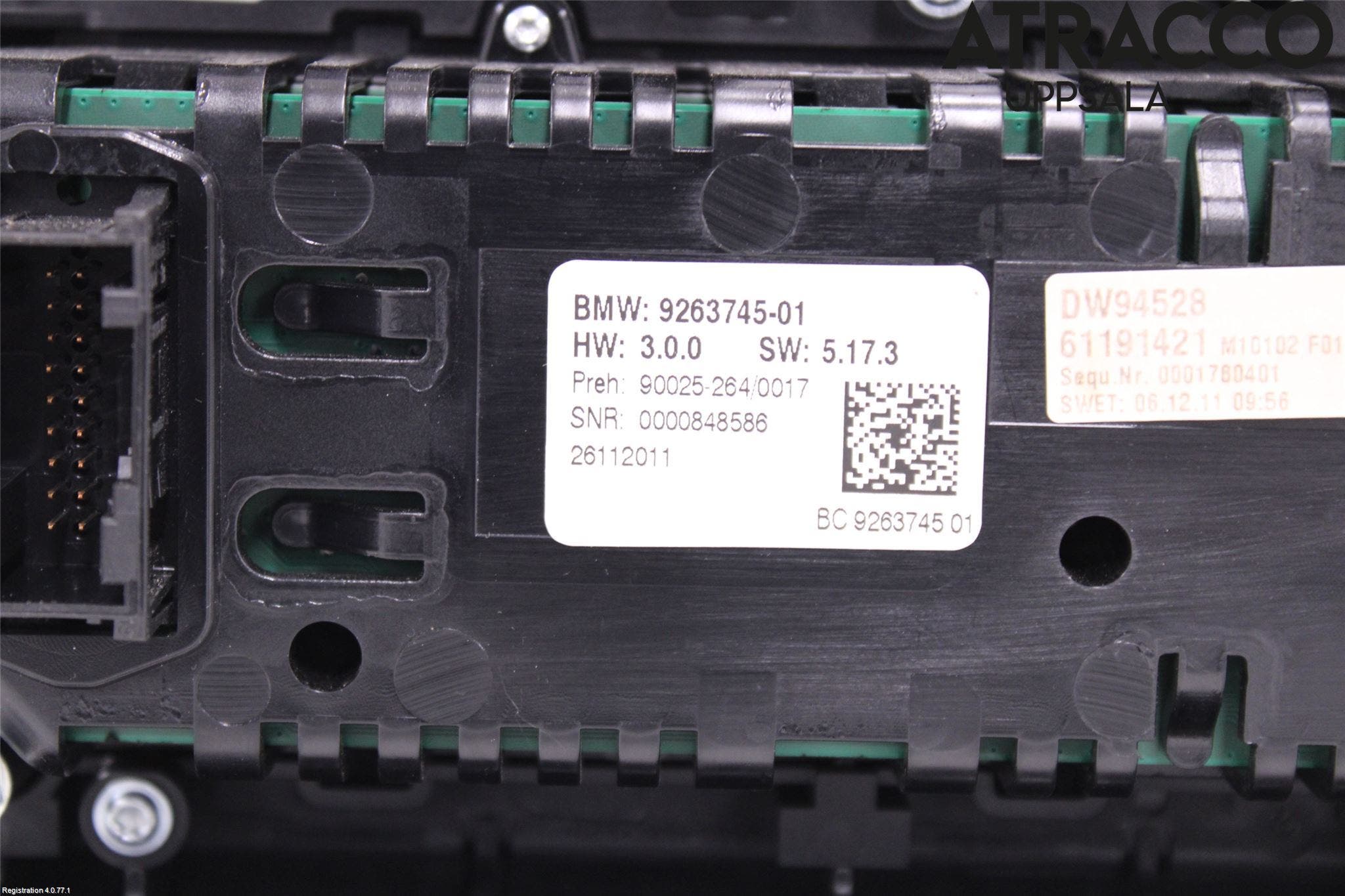 BMW 5 F10/F11/F18 09-17 Ac Styrenhet Ac Manöveren