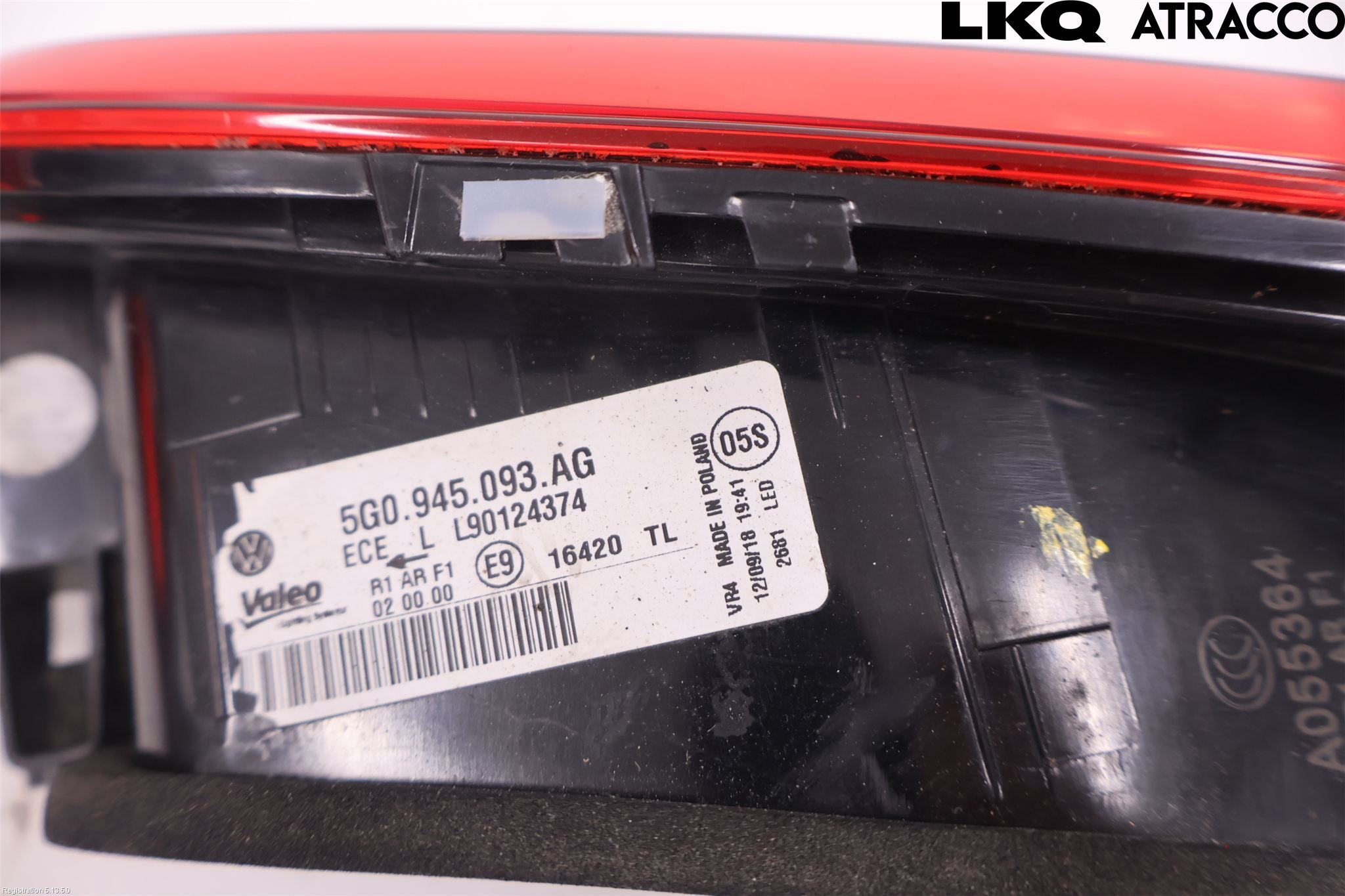 Volkswagen VW GOLF / E-GOLF VII 13-20 Bakljus Lucka Vä
