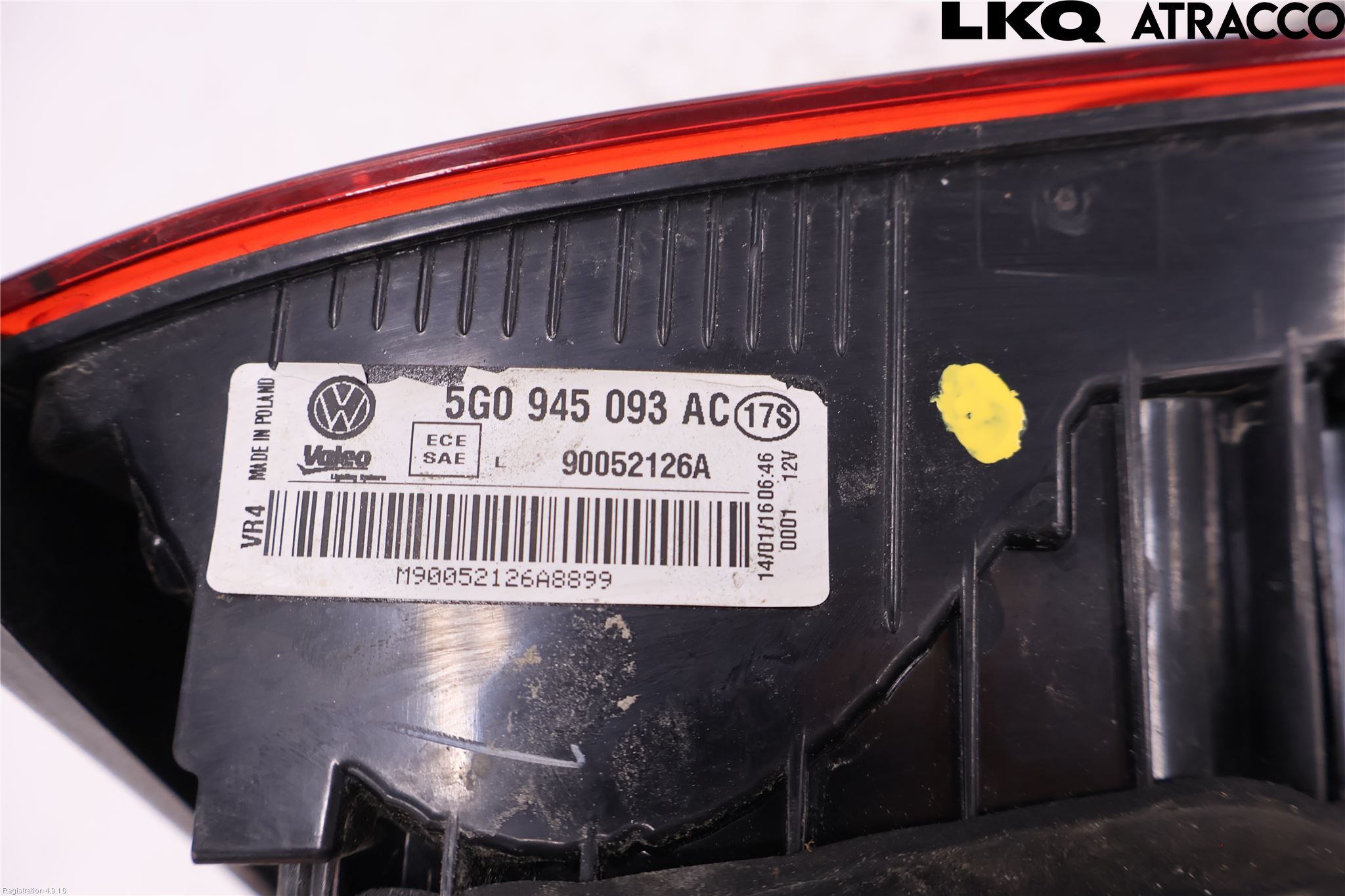 Volkswagen VW GOLF / E-GOLF VII 13-20 Bakljus Lucka Vä