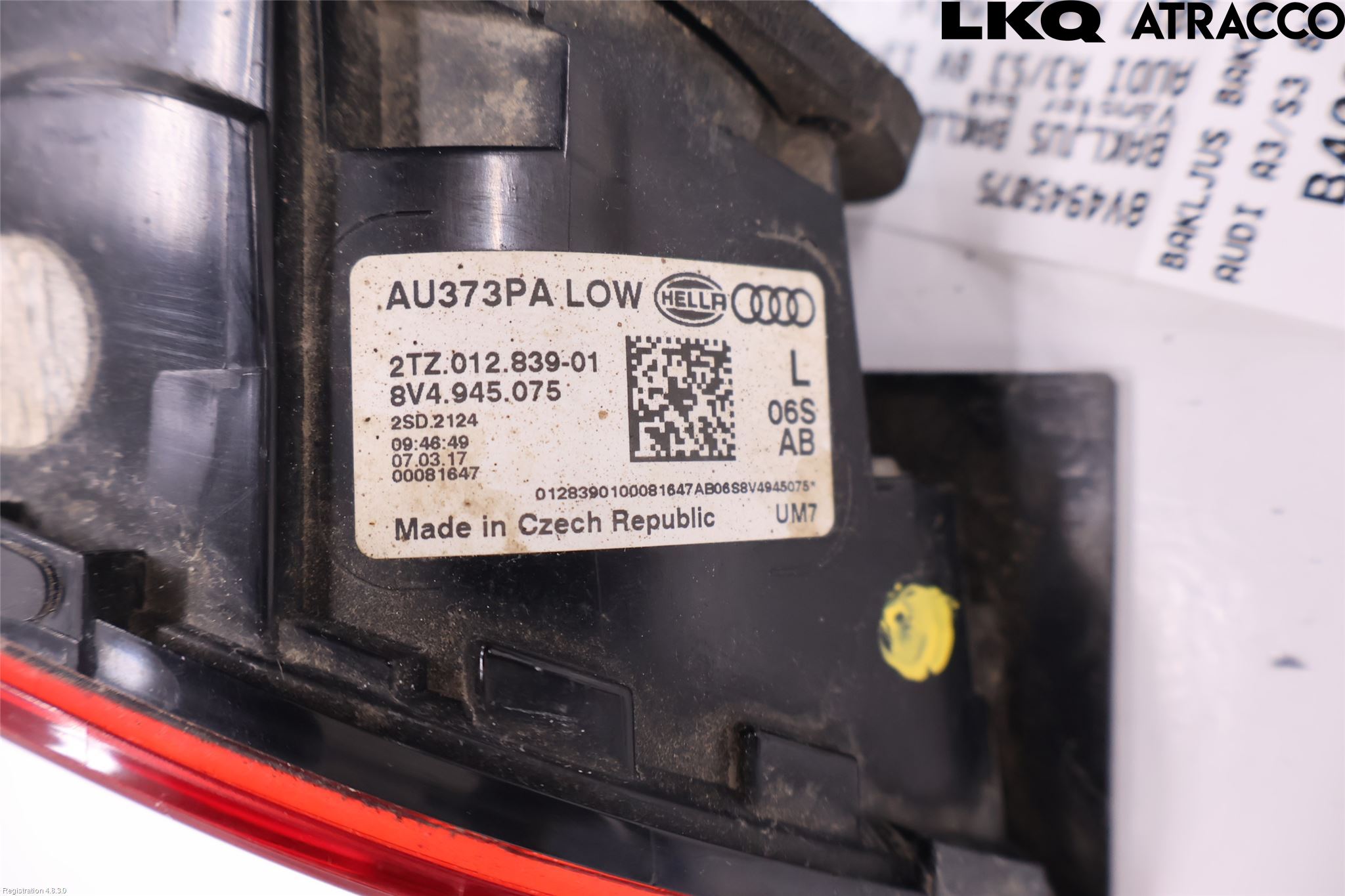 Audi A3/S3 8V 13-20 Bakljus Lucka Vä