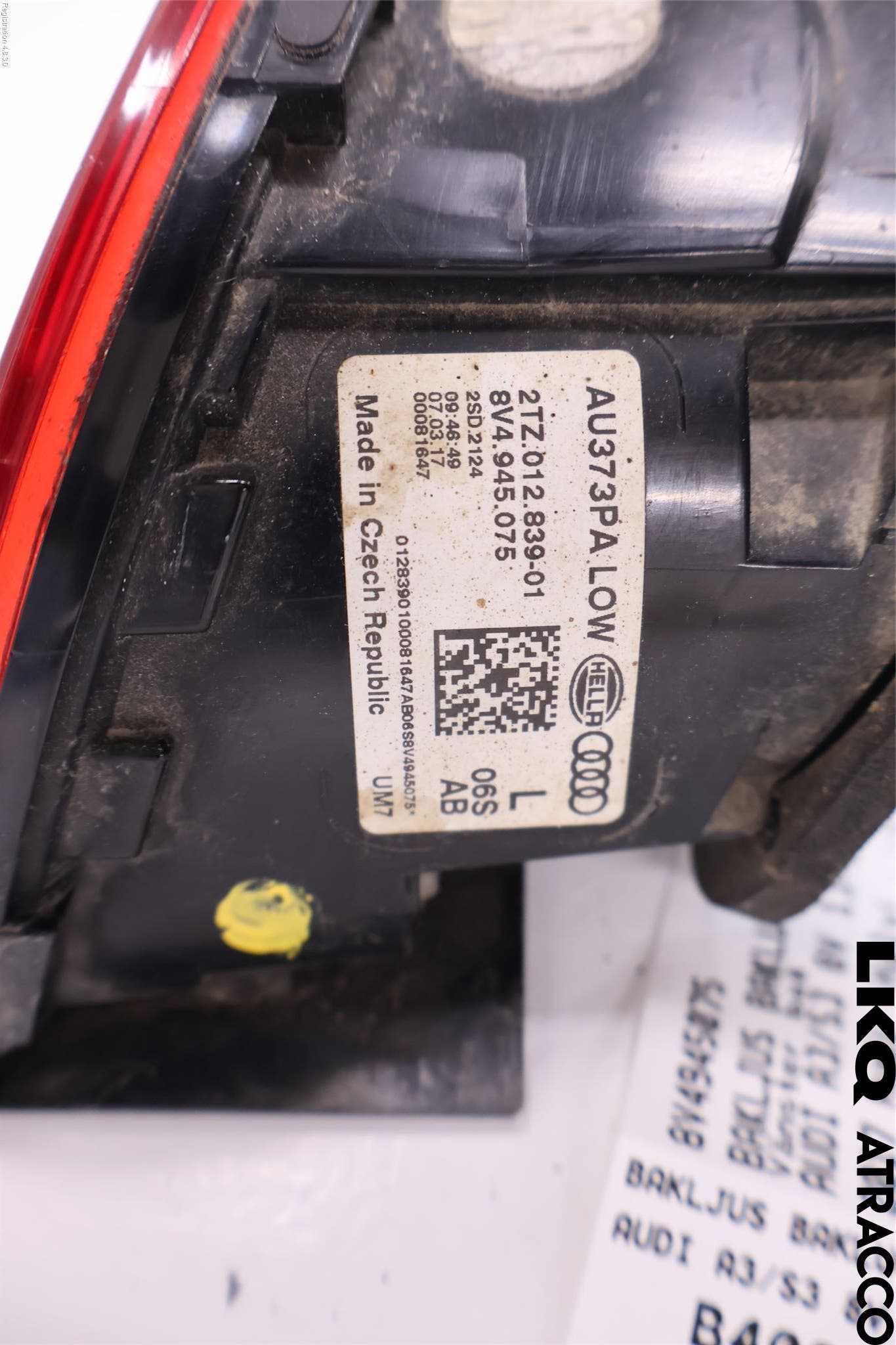 Audi A3/S3 8V 13-20 Bakljus Lucka Vä