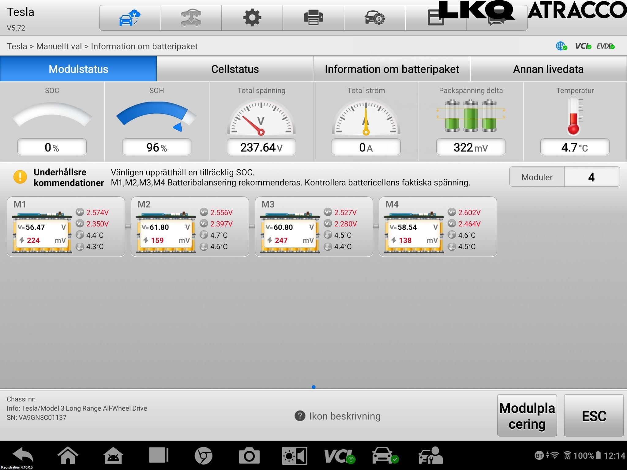 Tesla MODEL 3 17- Batteri Högspänning