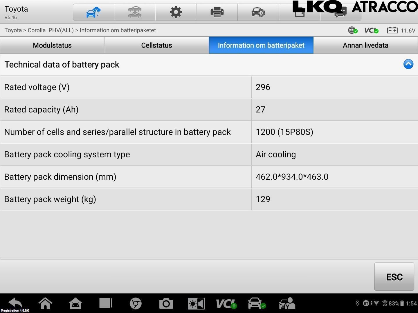 Toyota COROLLA 19- Batteri Högspänning