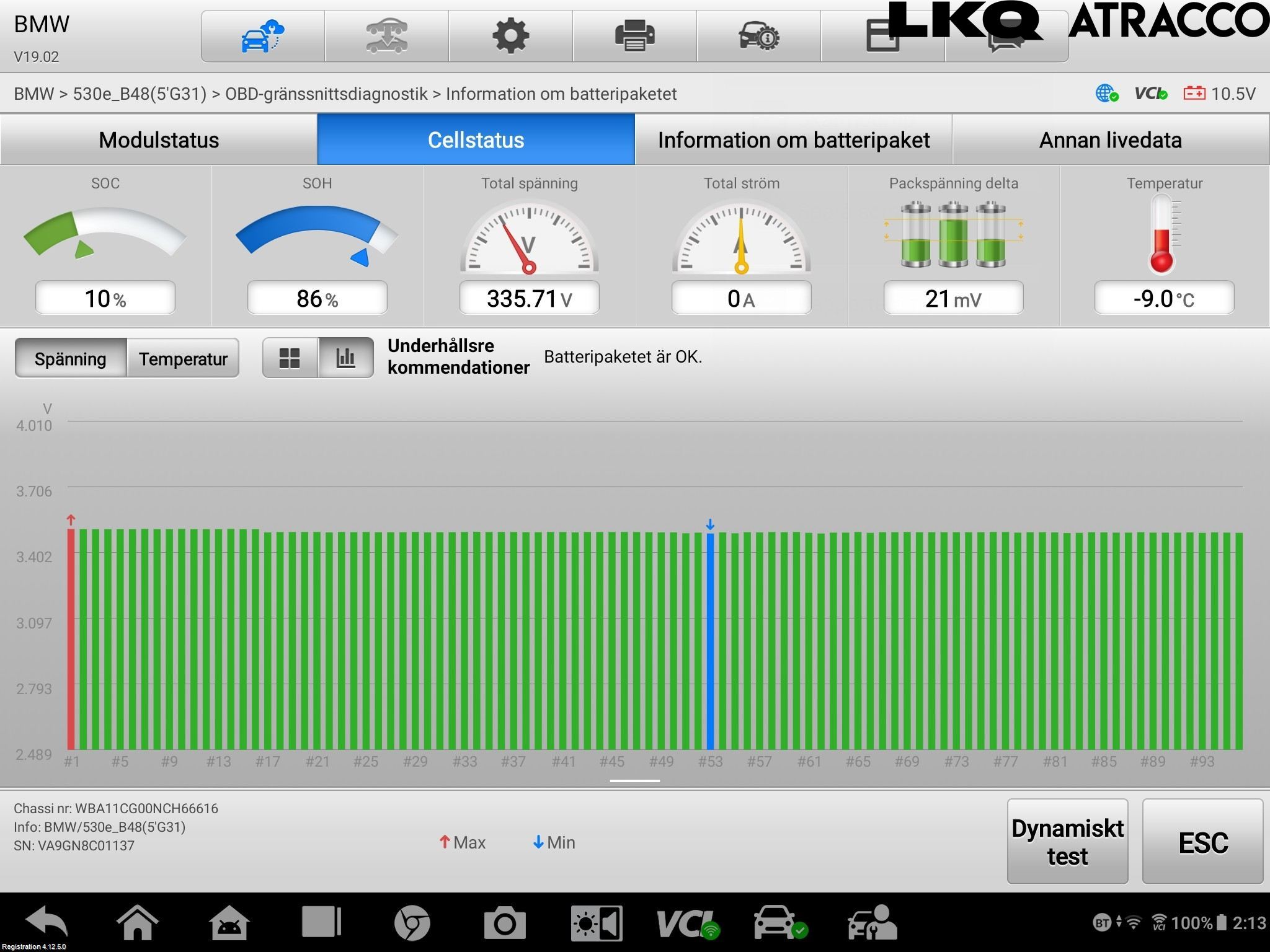 BMW 5 G30/G31/F90 17-23 Batteri Högspänning