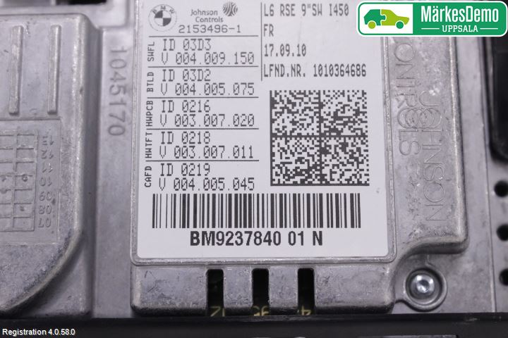 BMW 5 F10/F11/F18 09-17 Bildskärm