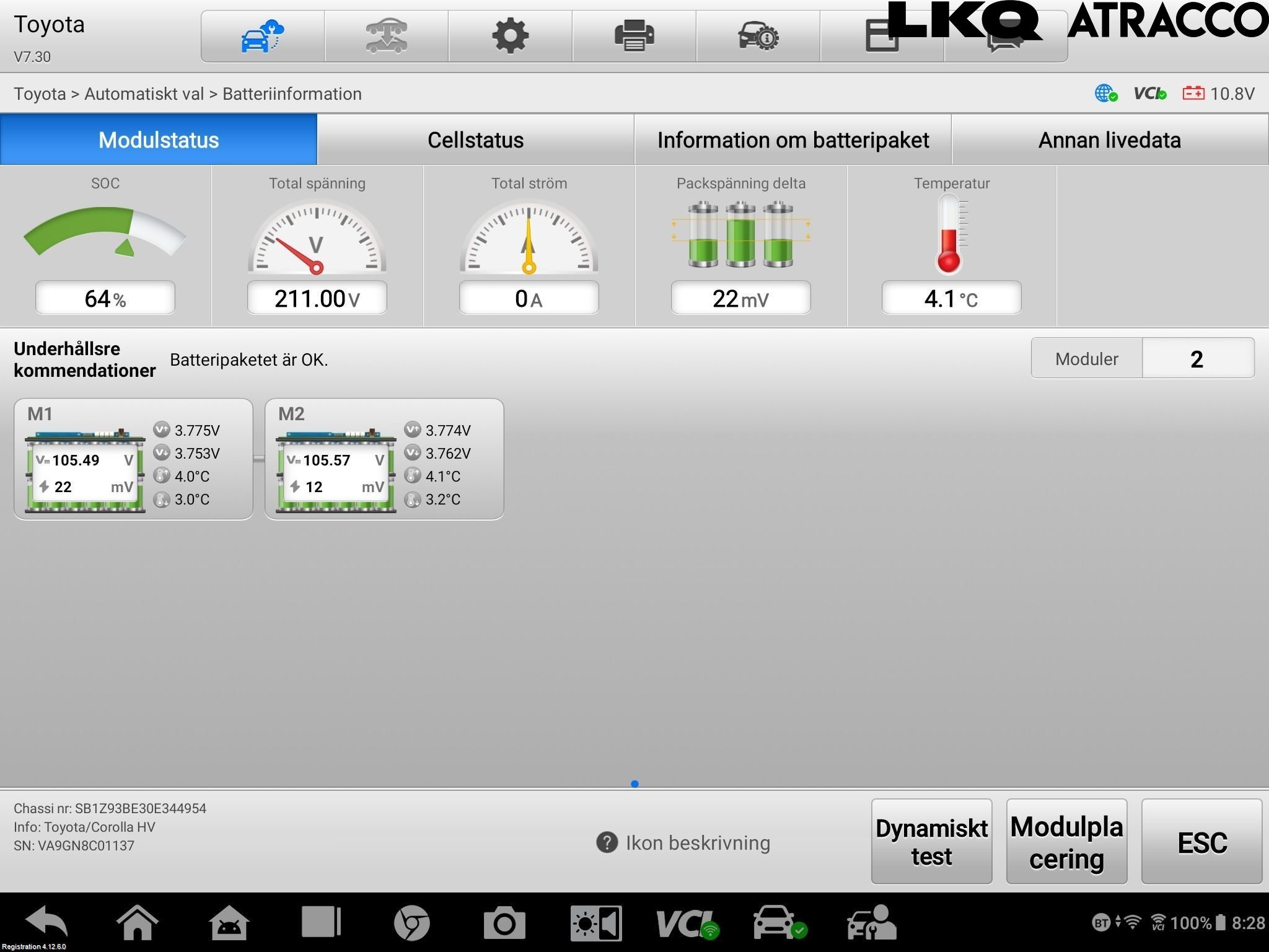 Toyota COROLLA 19- Batteri Högspänning