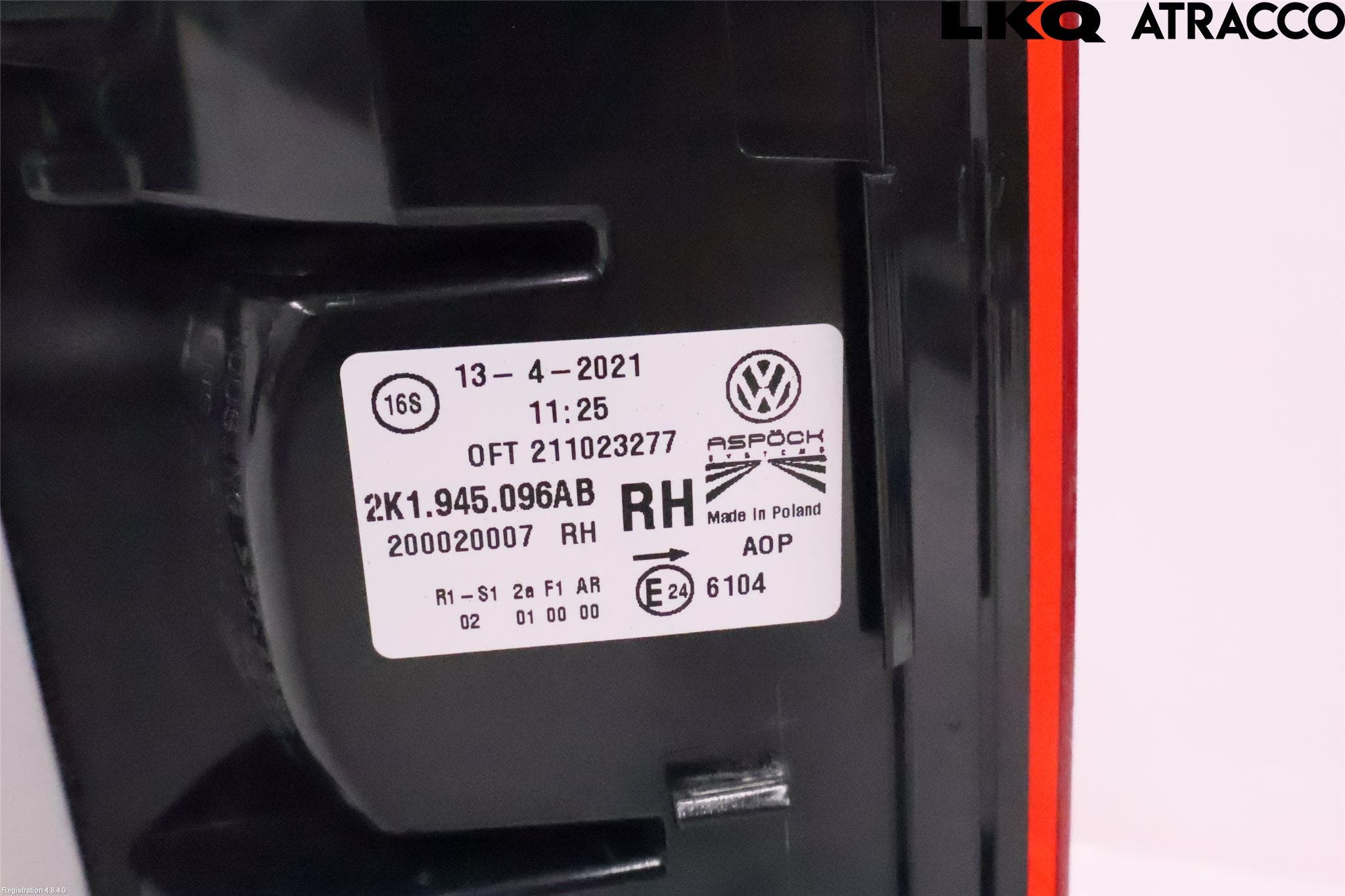 Volkswagen VW CADDY 16-20 Bakljus Höger