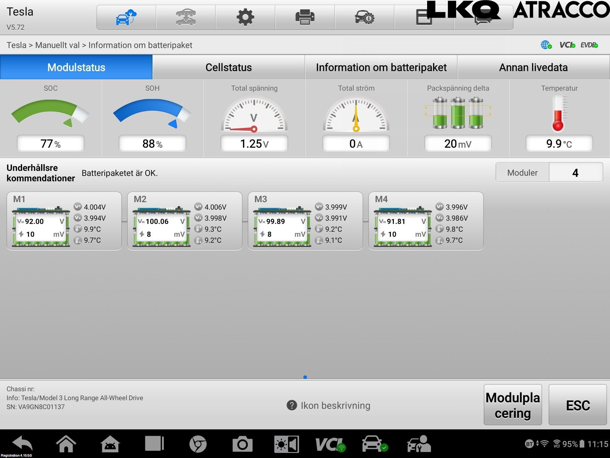 Tesla MODEL 3 17- Batteri Högspänning