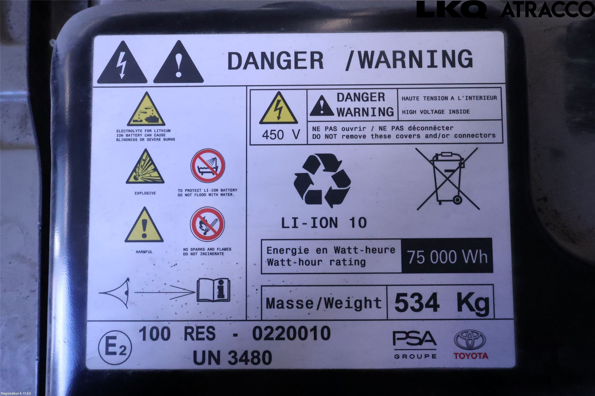 Toyota PROACE II 16- Batteri Högspänning