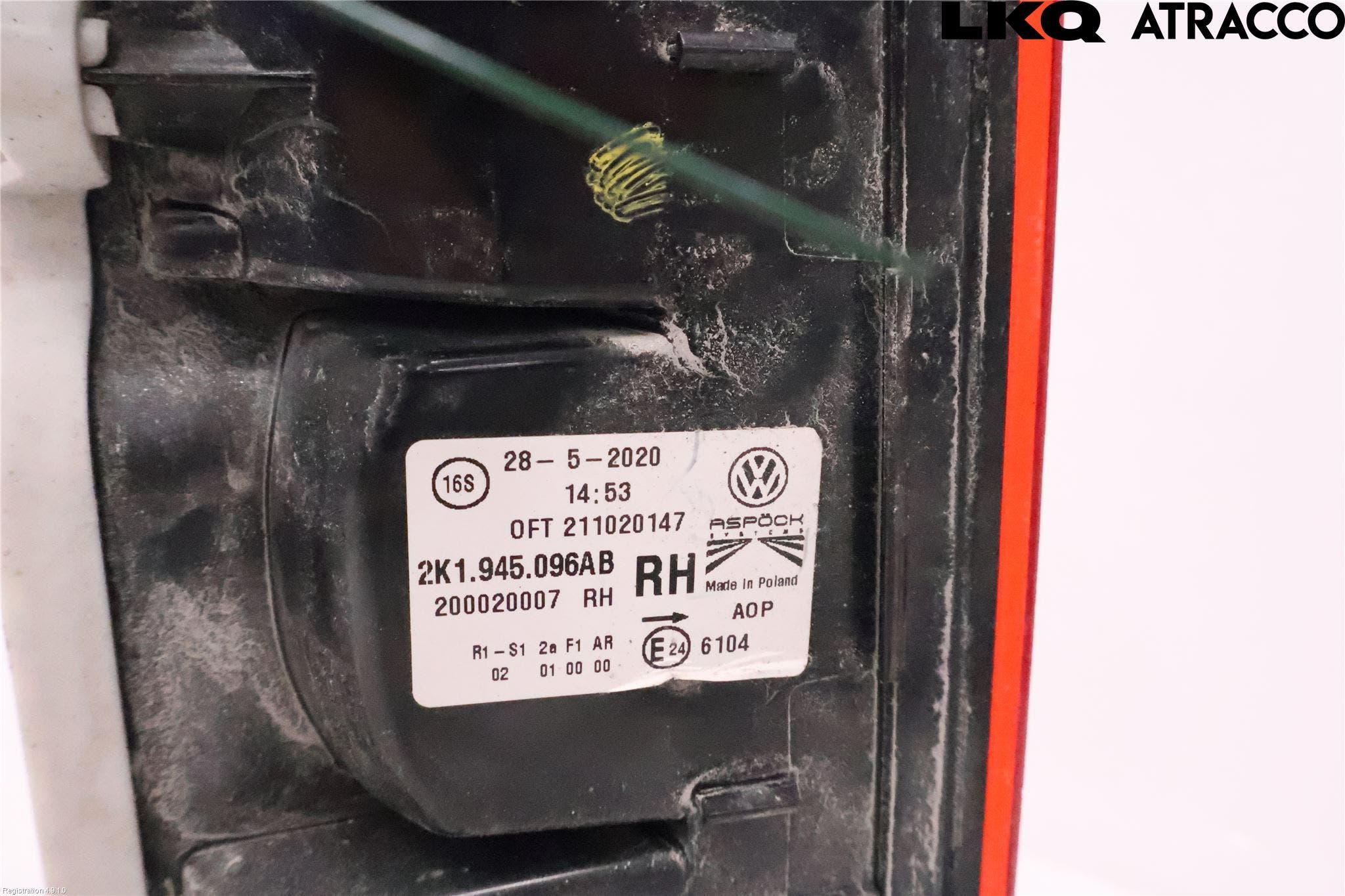 Volkswagen VW CADDY 16-20 Bakljus Höger