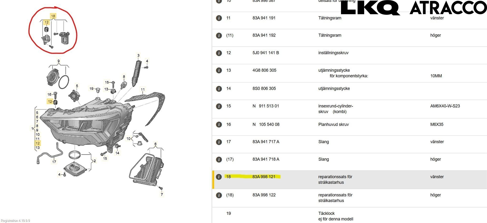 Audi Q3 F3 19- Strålkastare Vänster
