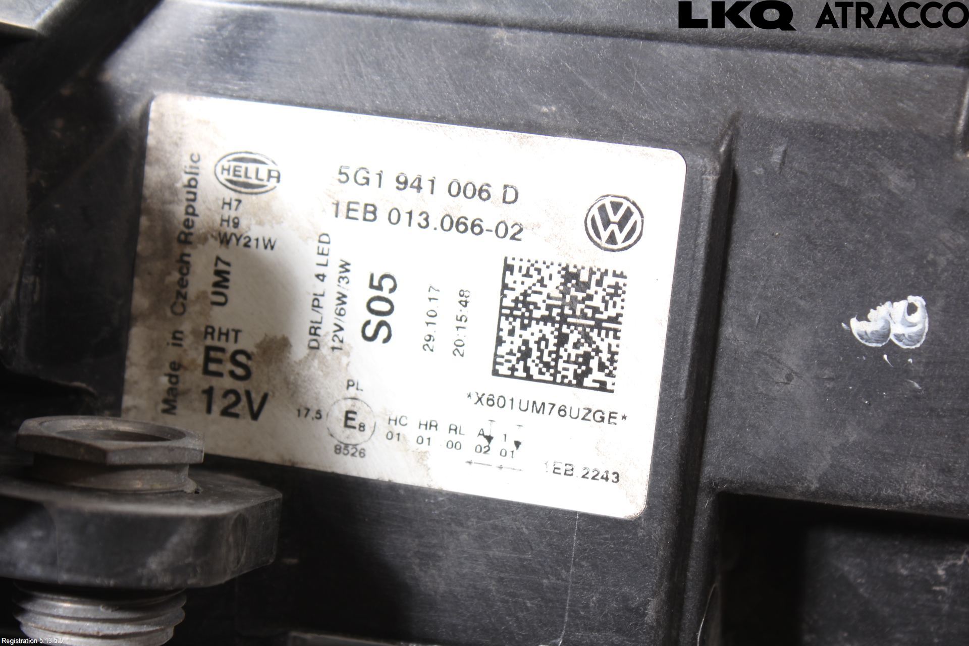 Volkswagen VW GOLF / E-GOLF VII 13-20 Strålkastare Höger