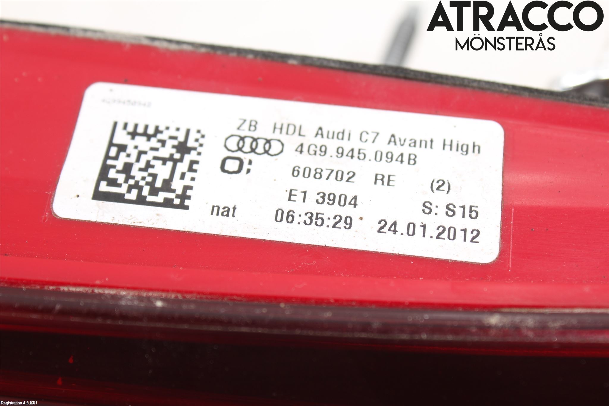 Audi A6/S6 4G 11-18 Bakljus Lucka Hö