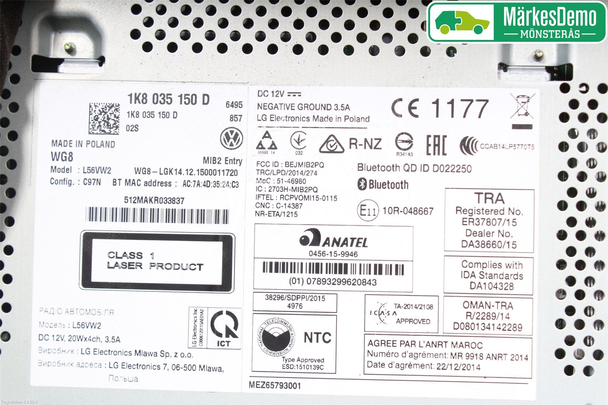 Volkswagen VW CADDY 16-20 Radio