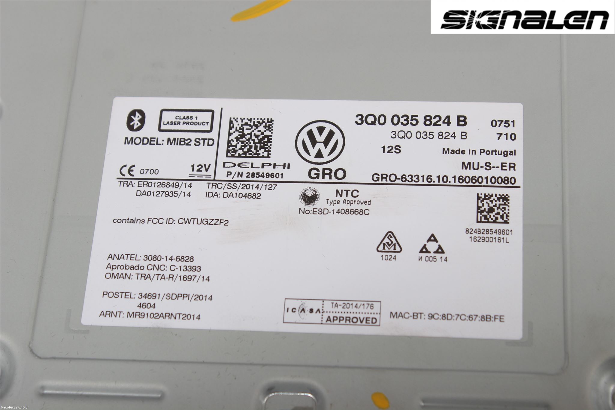 Volkswagen VW PASSAT 15-19 Radio