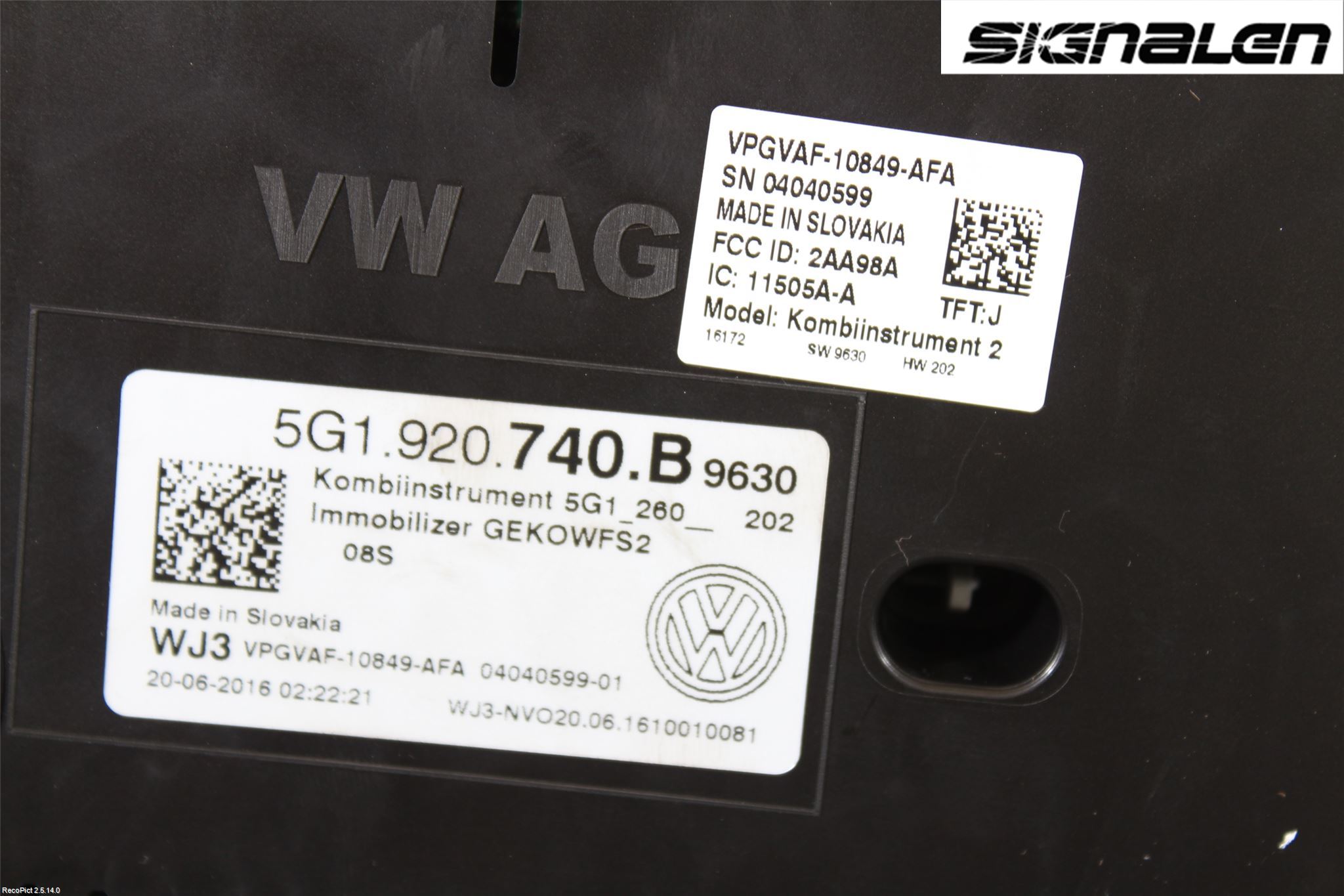 Volkswagen VW GOLF / E-GOLF VII 13-20 Instrument Komb