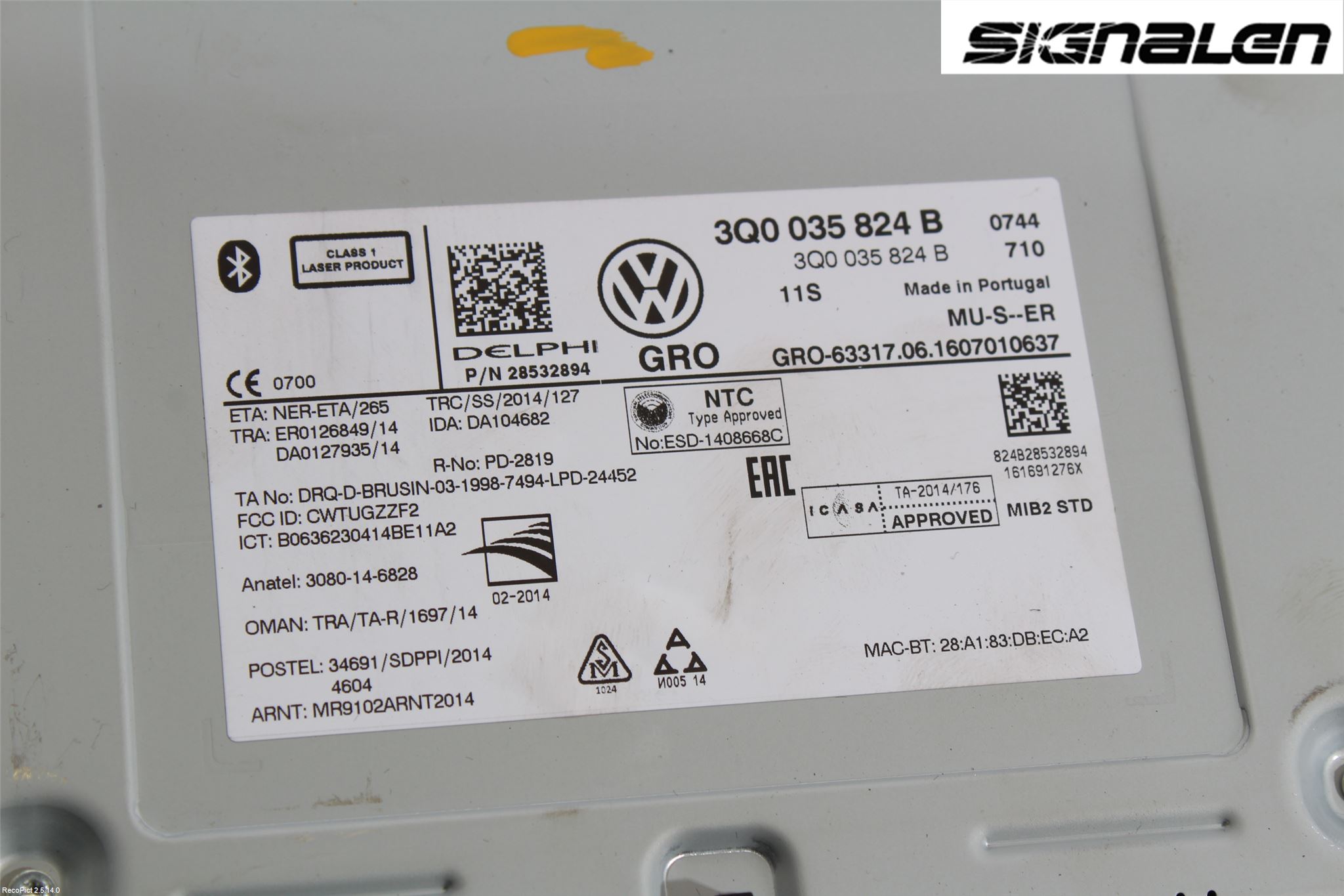 Volkswagen VW GOLF / E-GOLF VII 13-20 Radio