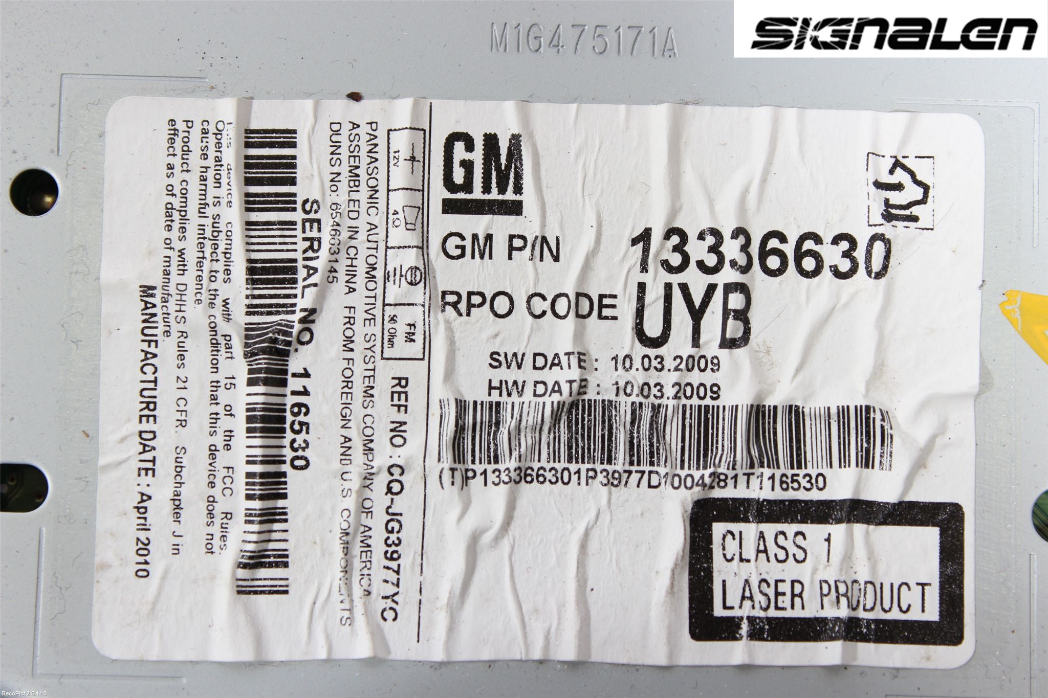 GM CHEVROLET CRUZE Radio