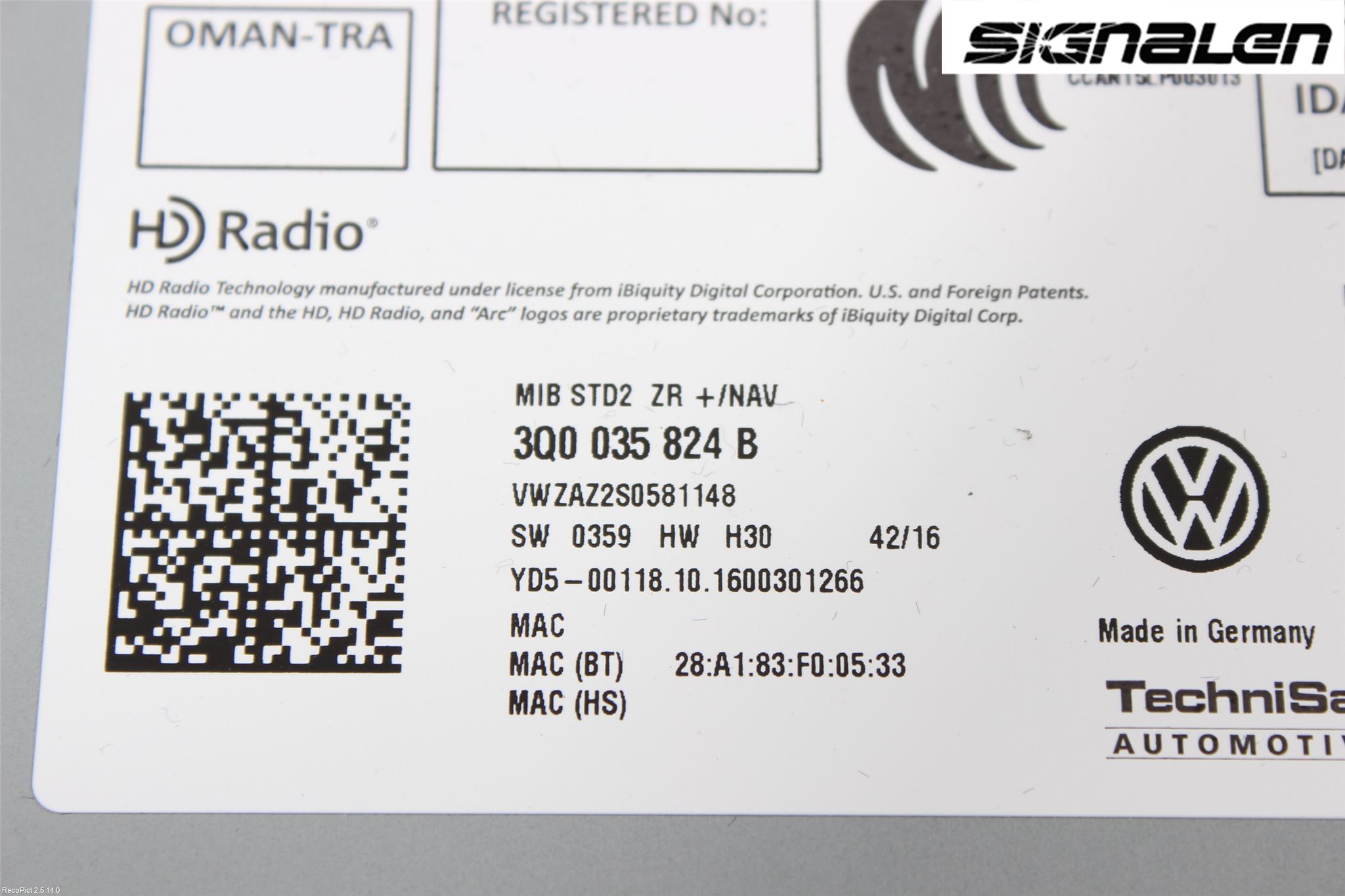 Volkswagen VW GOLF / E-GOLF VII 13-20 Radio