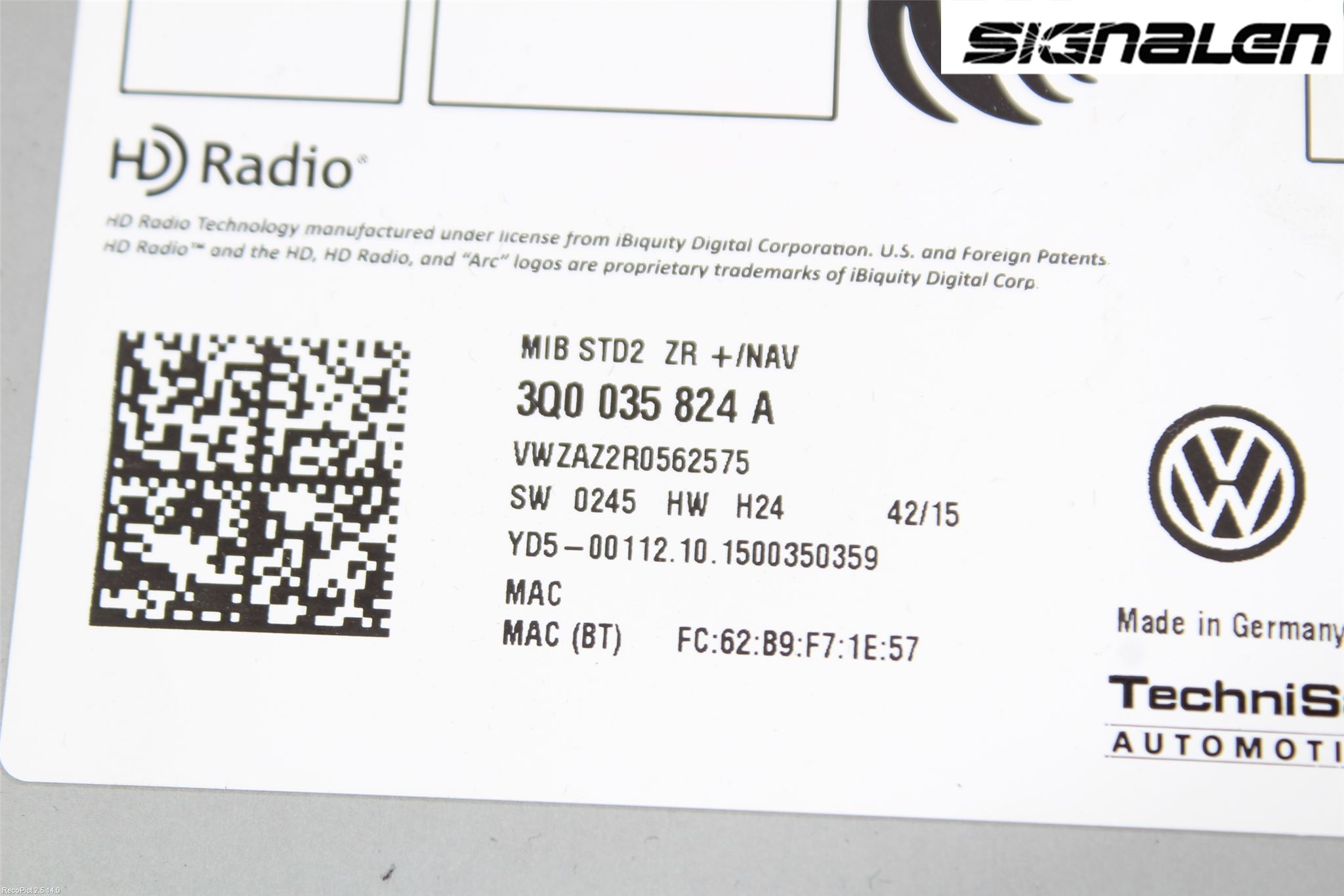 Volkswagen VW GOLF SPORTSVAN 15-20 Radio