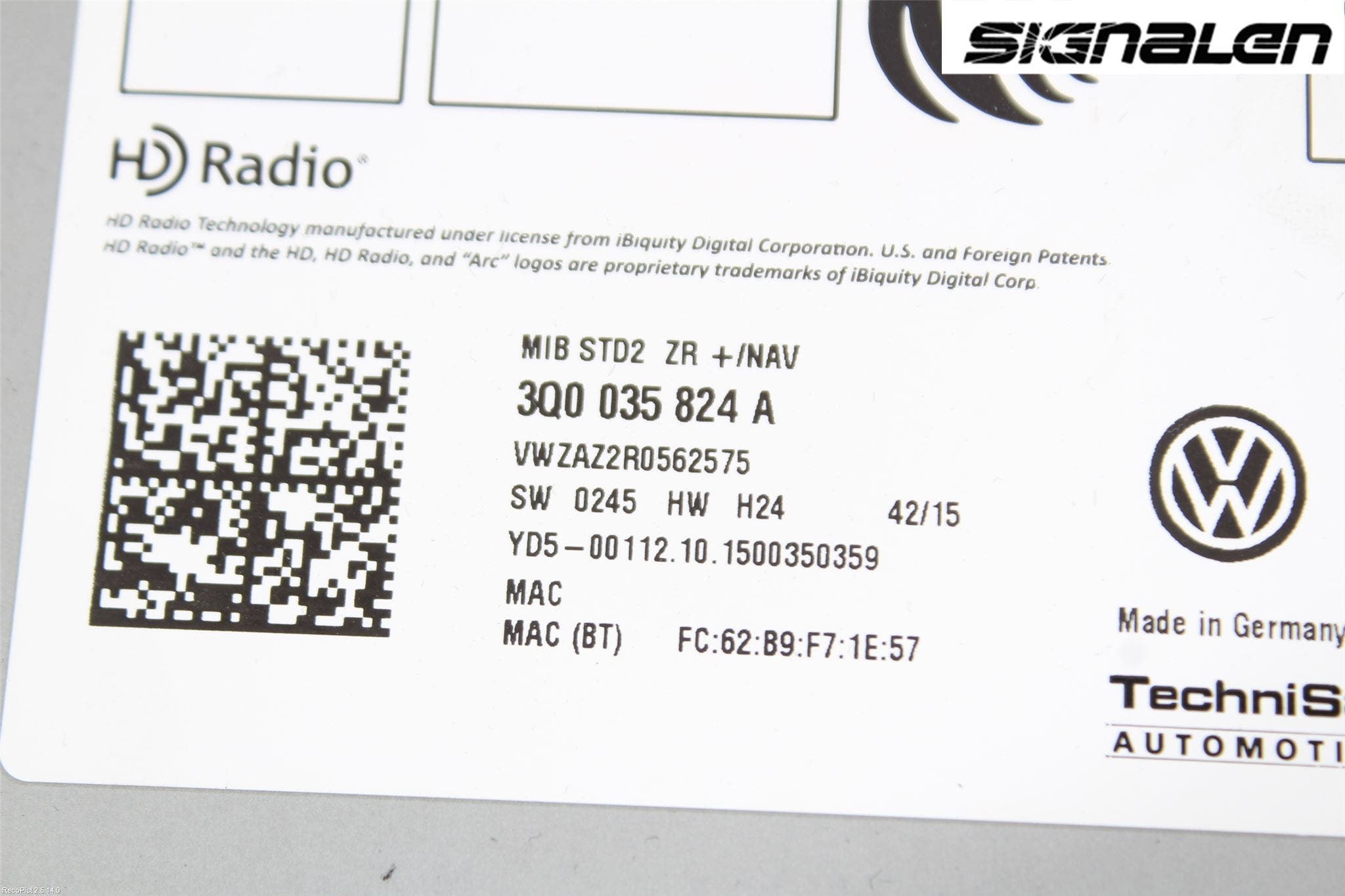 Volkswagen VW GOLF SPORTSVAN 15-20 Radio