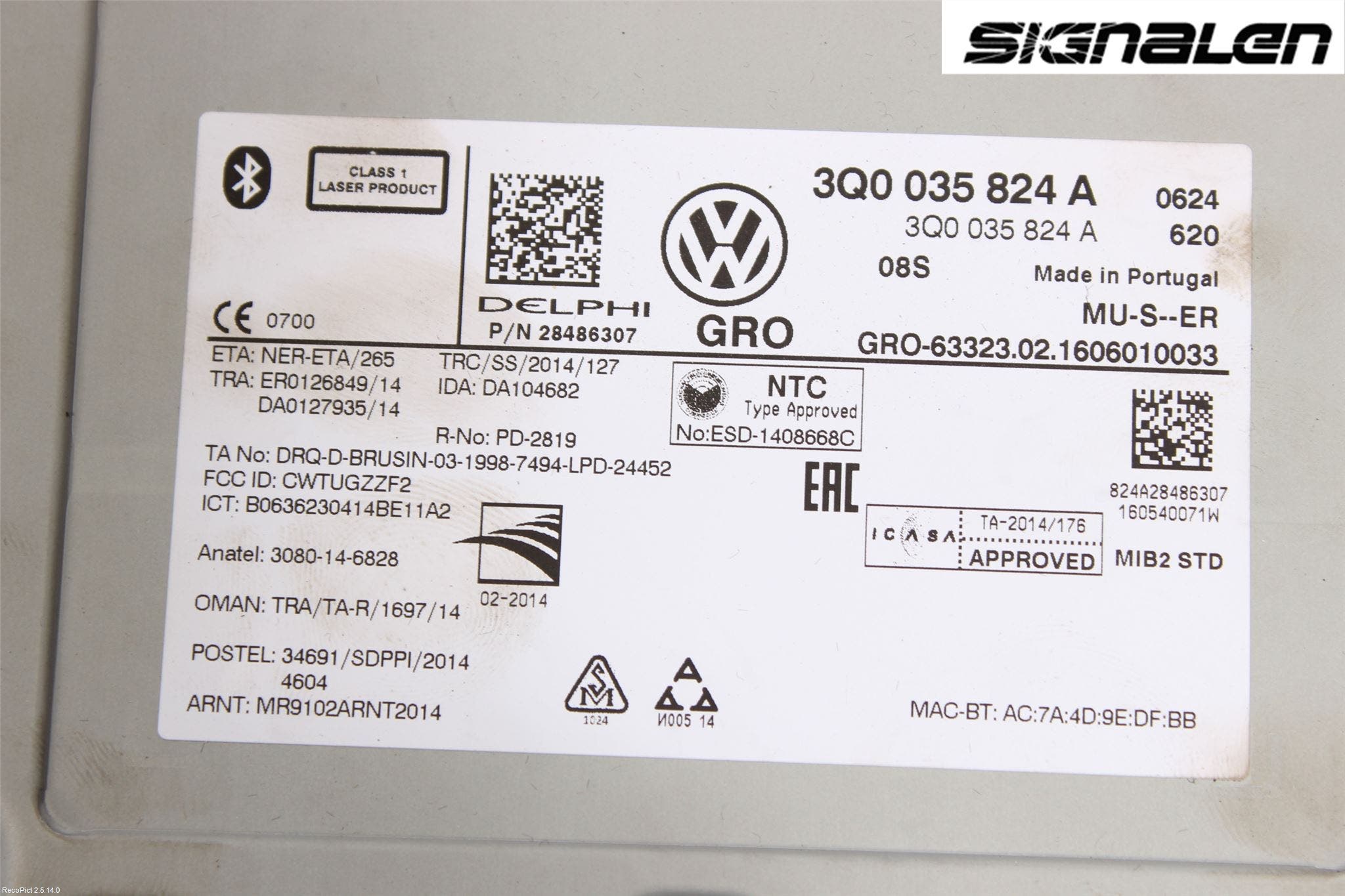 Volkswagen VW GOLF / E-GOLF VII 13-20 Radio