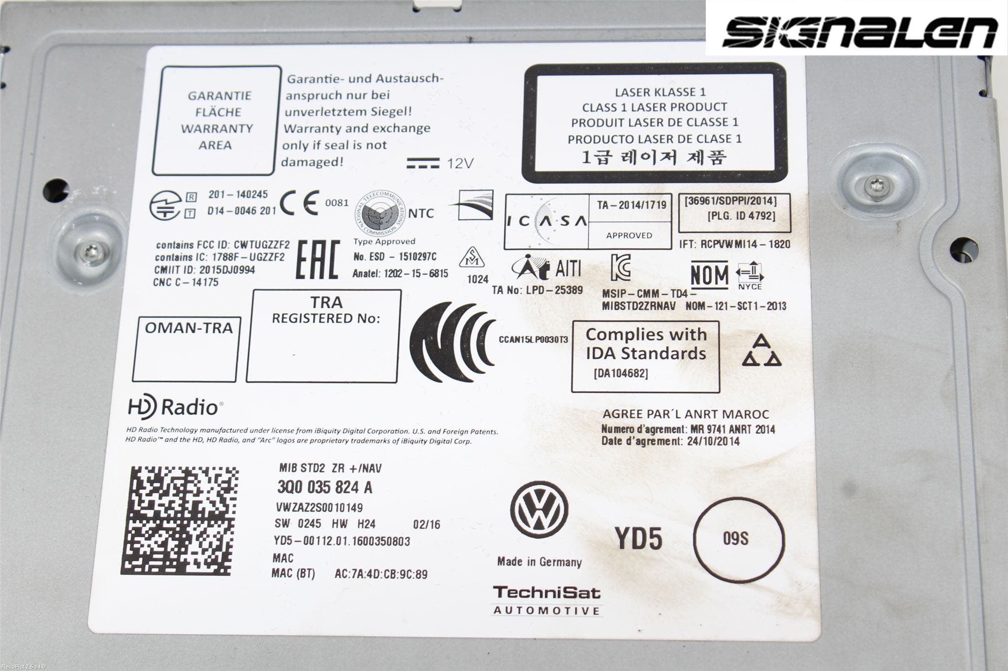 Volkswagen VW GOLF / E-GOLF VII 13-20 Radio