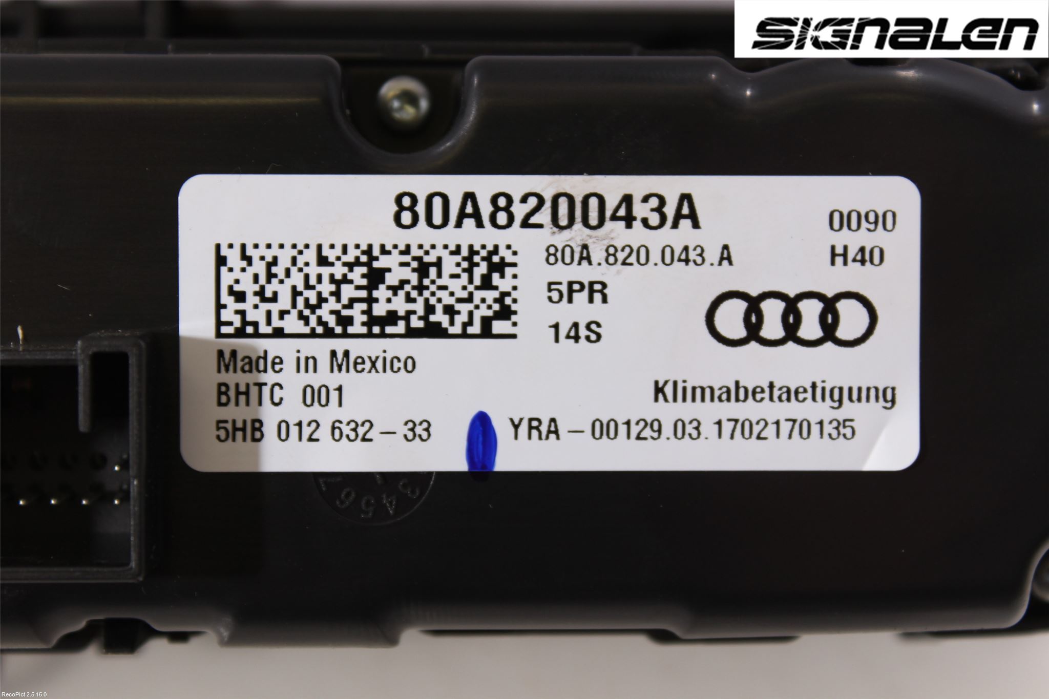 Audi Q5 09-16 Ac Styrenhet Ac Manöveren