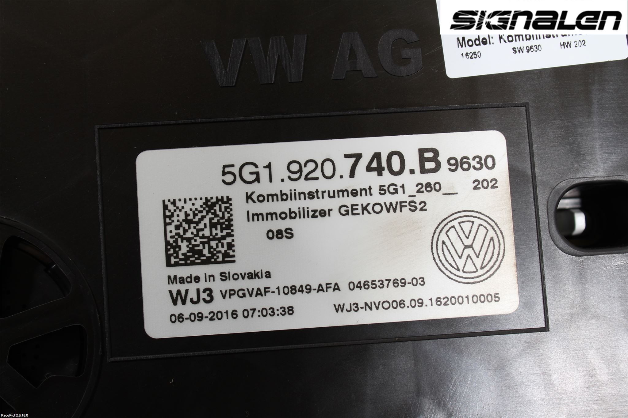 Volkswagen VW GOLF / E-GOLF VII 13-20 Instrument Komb
