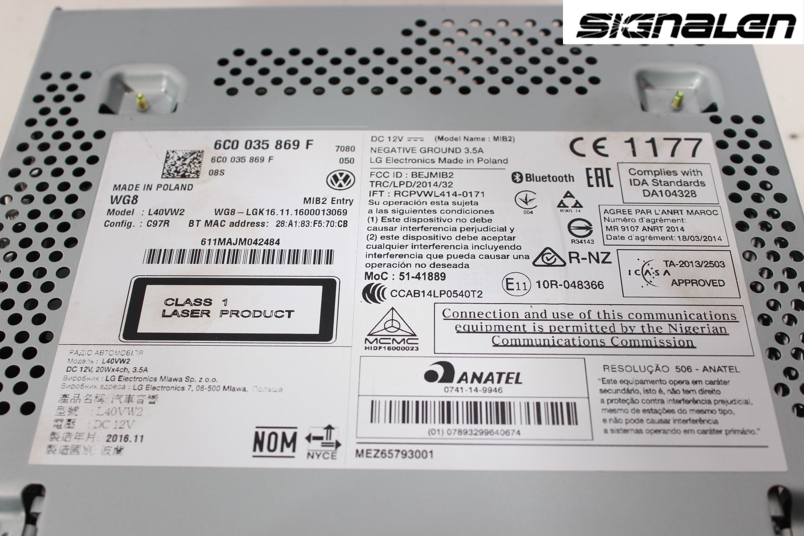 Volkswagen VW POLO 10-17 Radio