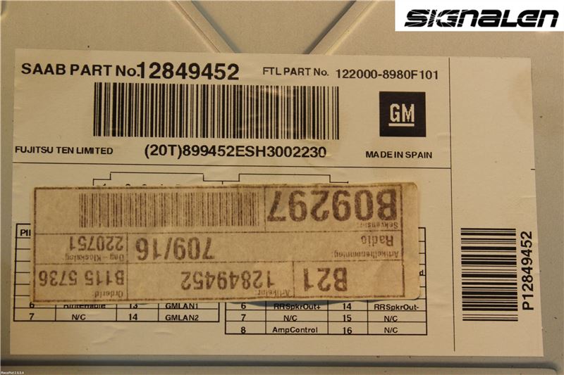 Saab 9-3 VER2/VER3 08-15 Cd Radio - Multimediapanel