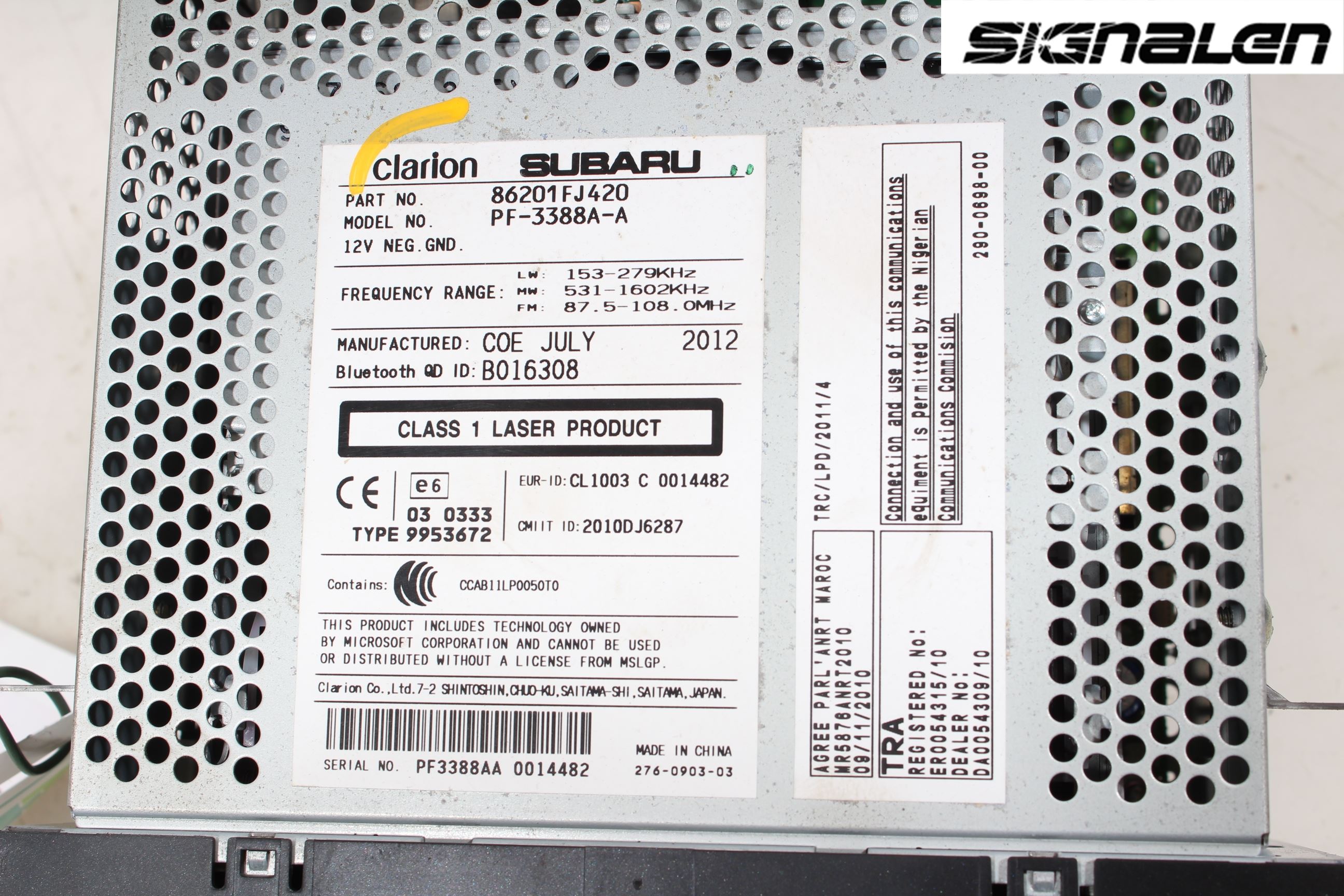 Subaru XV 12-17 Radio