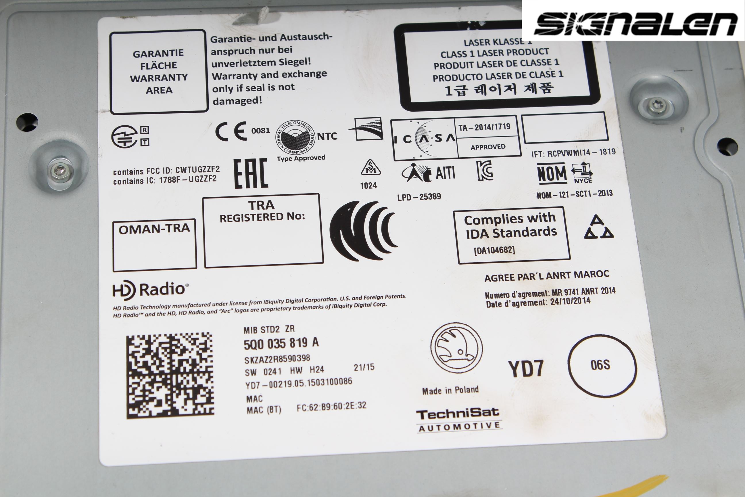 Skoda FABIA 15-21 Radio