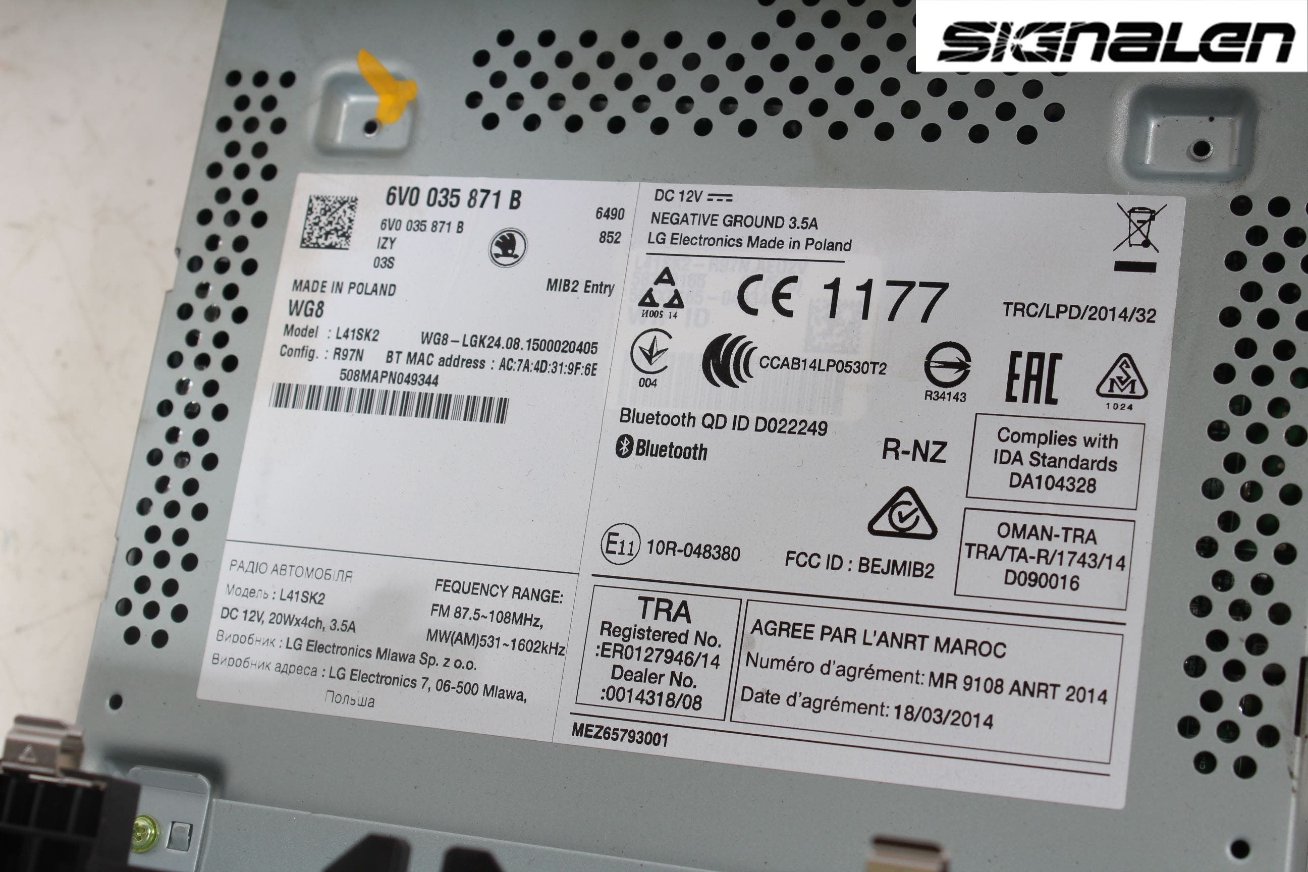 Skoda FABIA 15-21 Radio